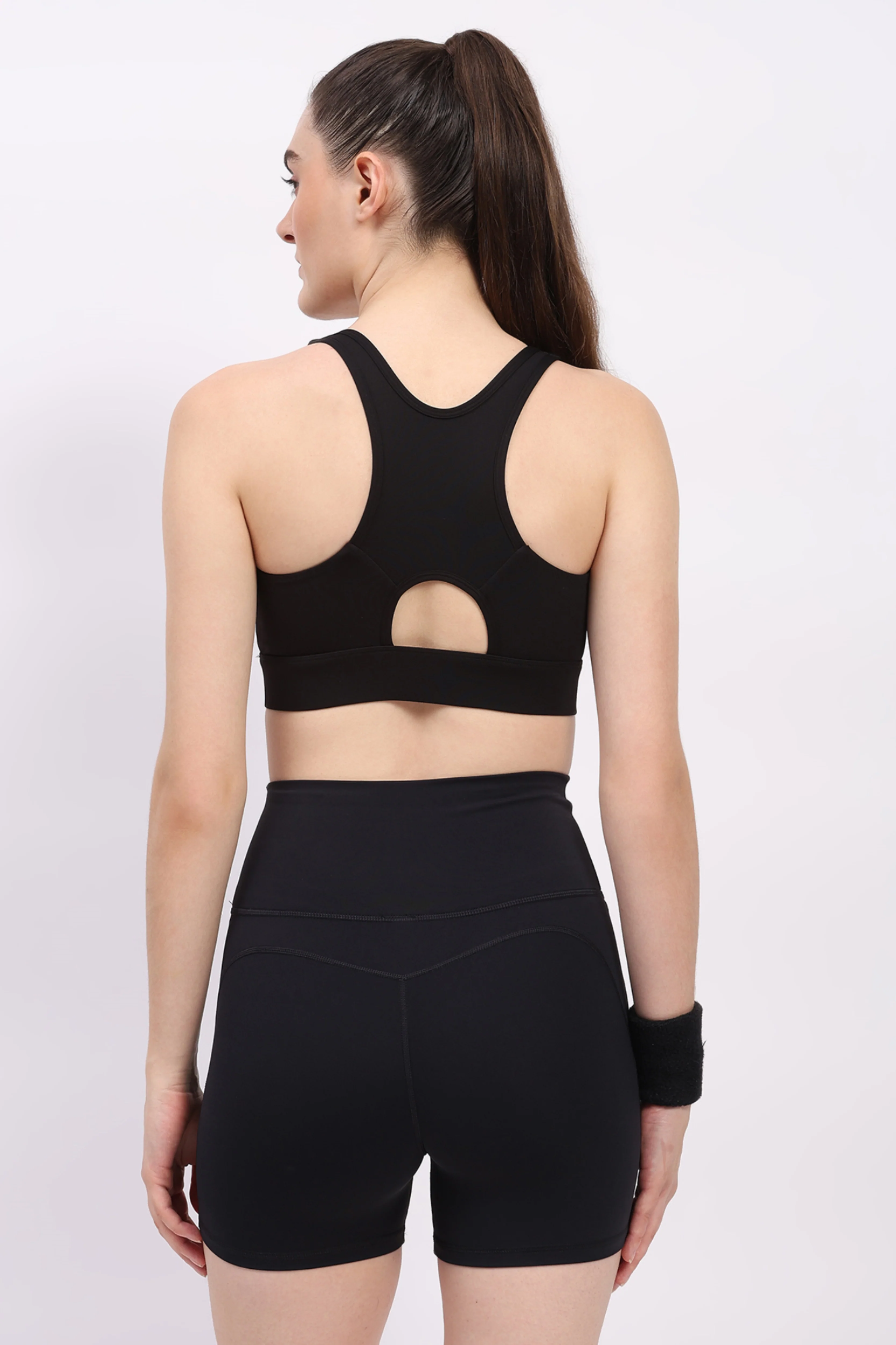 Black Front Zip Racerback Sports Bra - Image 4