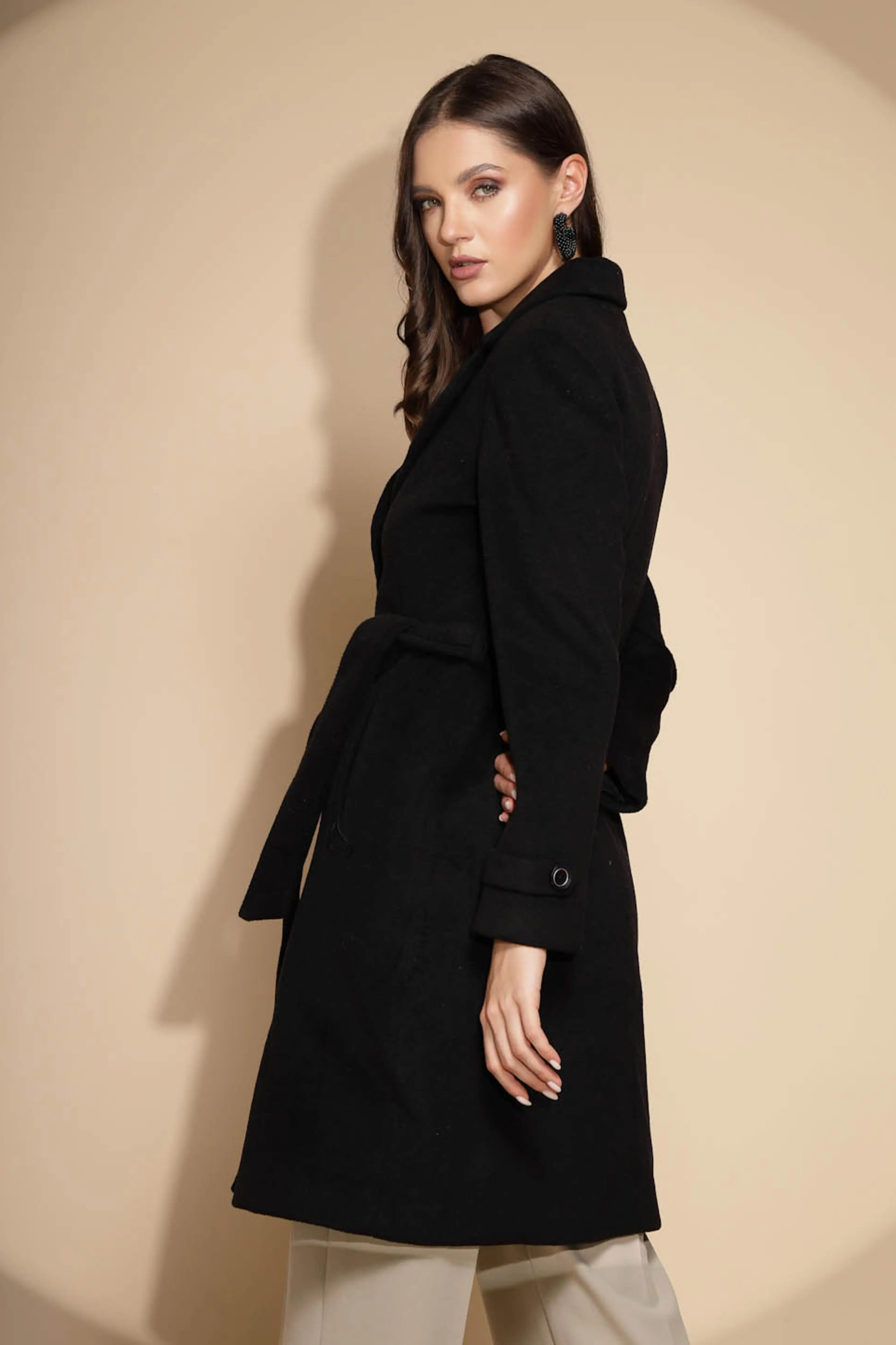 Solid Collared Neck Black Blazer - Image 4