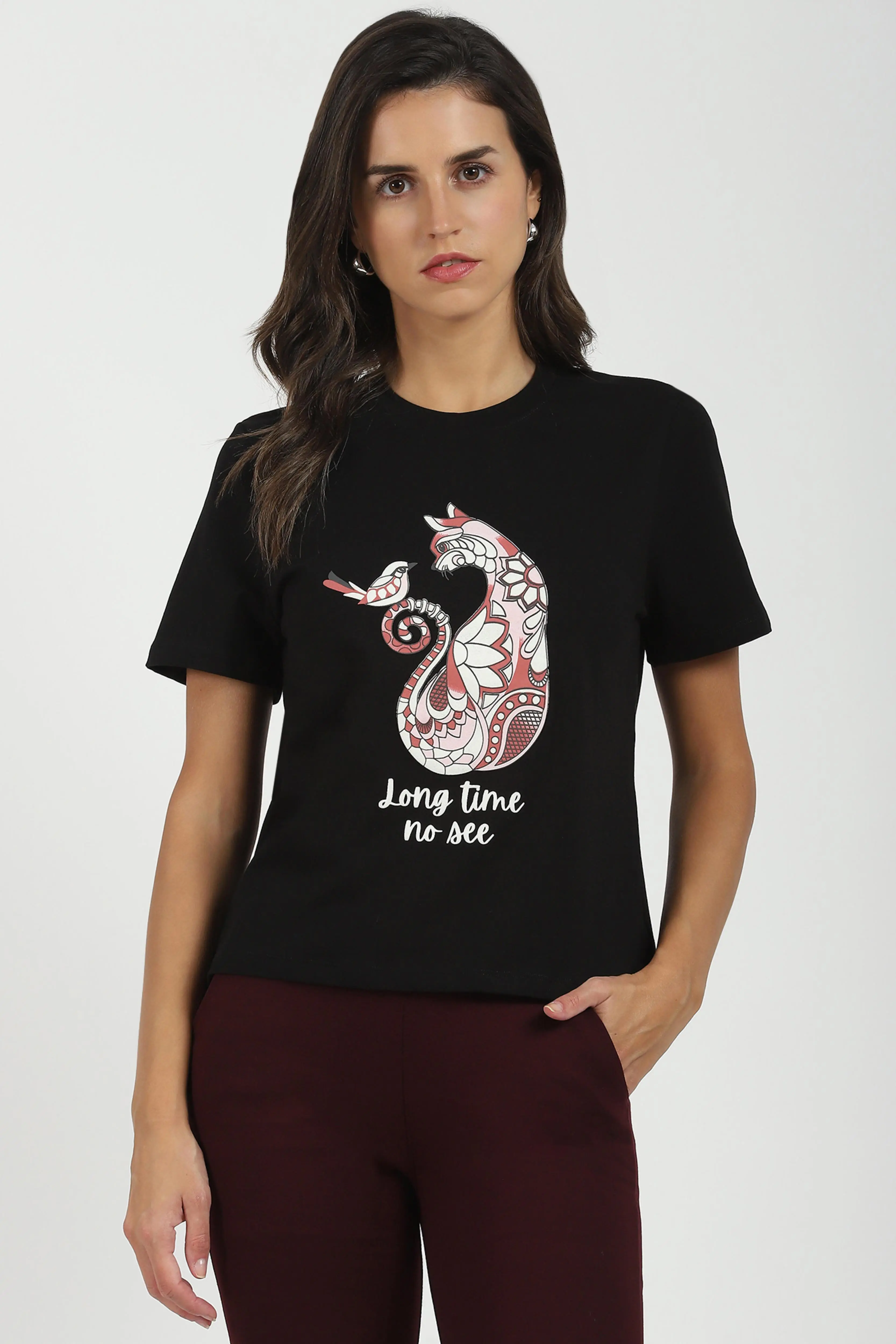 Black Graphic Cotton Top