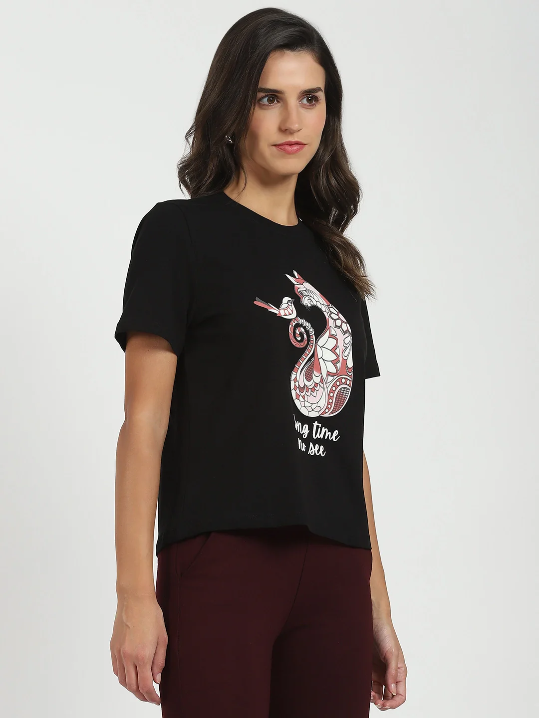 Black Graphic Cotton Top - Image 9