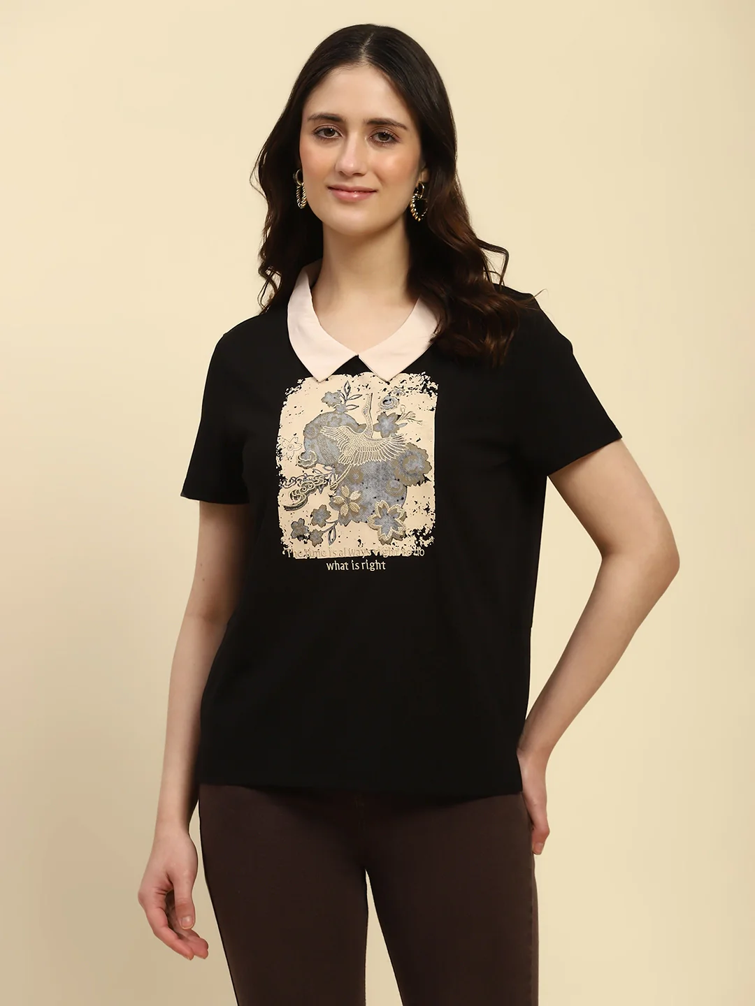 Black Motivational Quote Viscose Top - Image 12