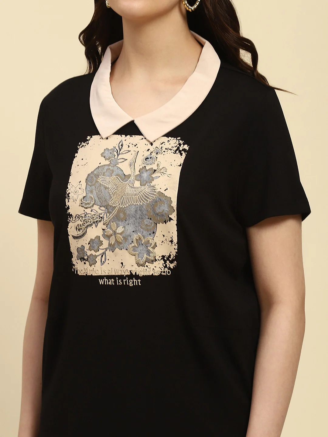 Black Motivational Quote Viscose Top - Image 9