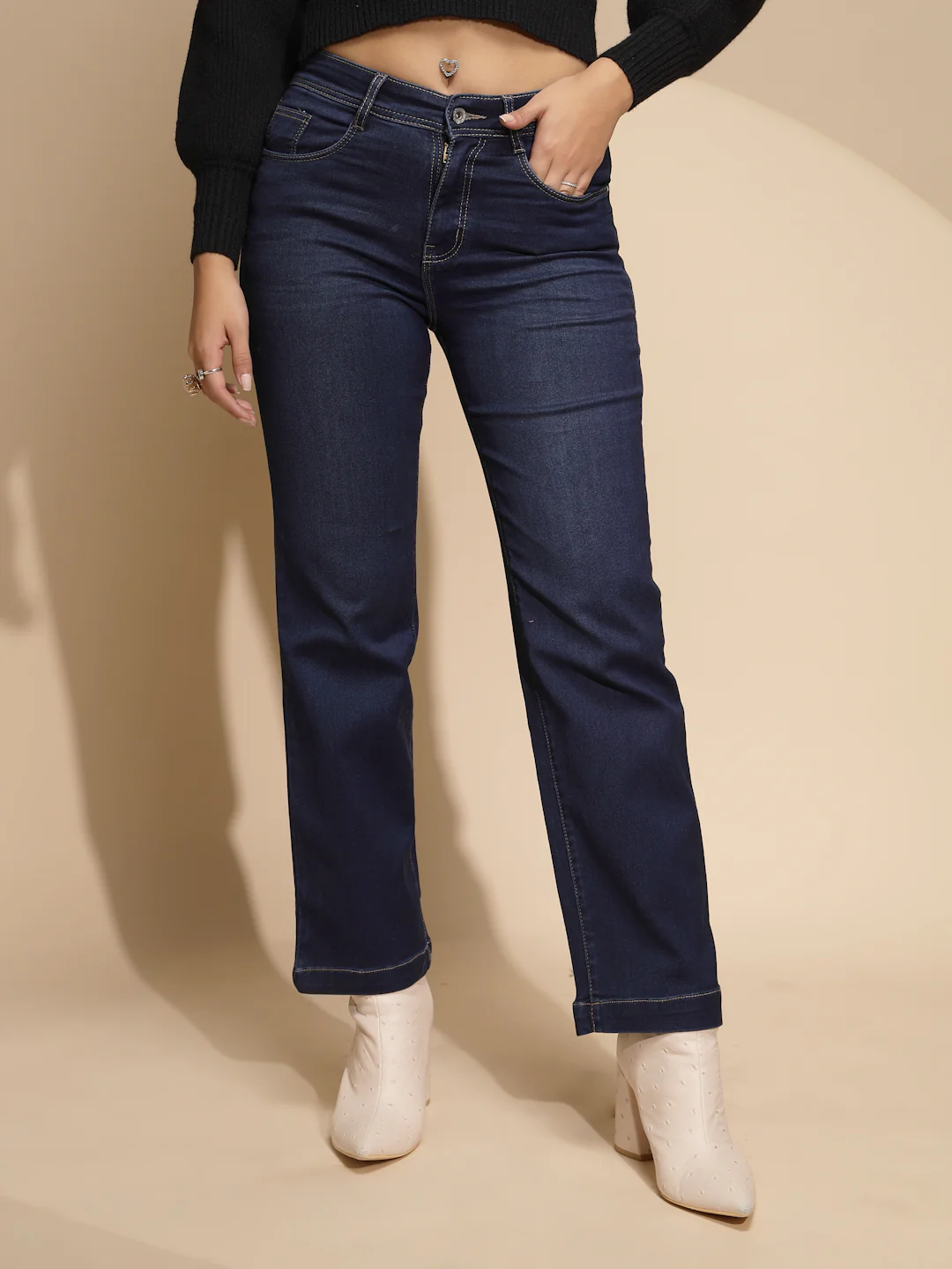 Black High Rise Straight fit Jeans - Image 18