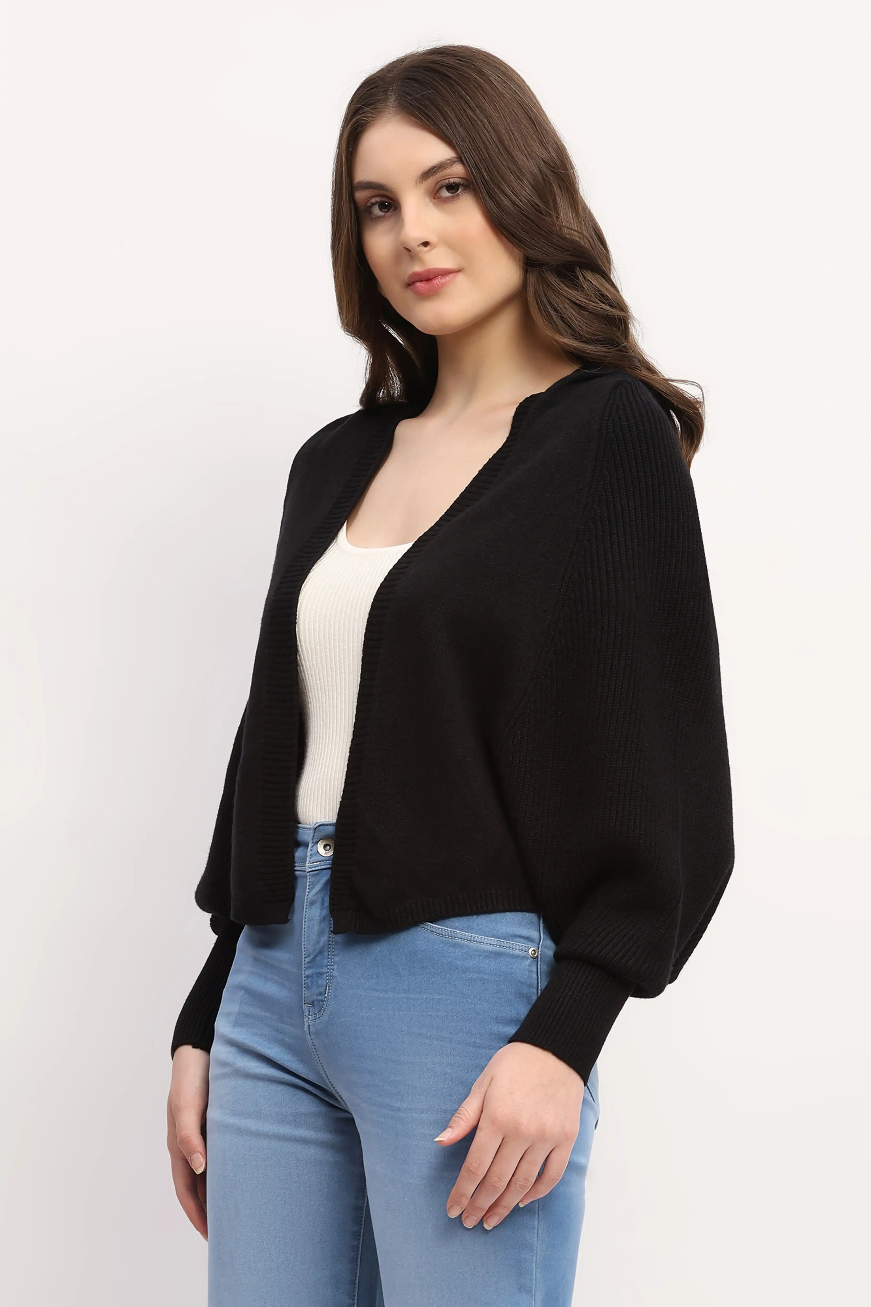 Black Hooded Winter Shrug - Image 3