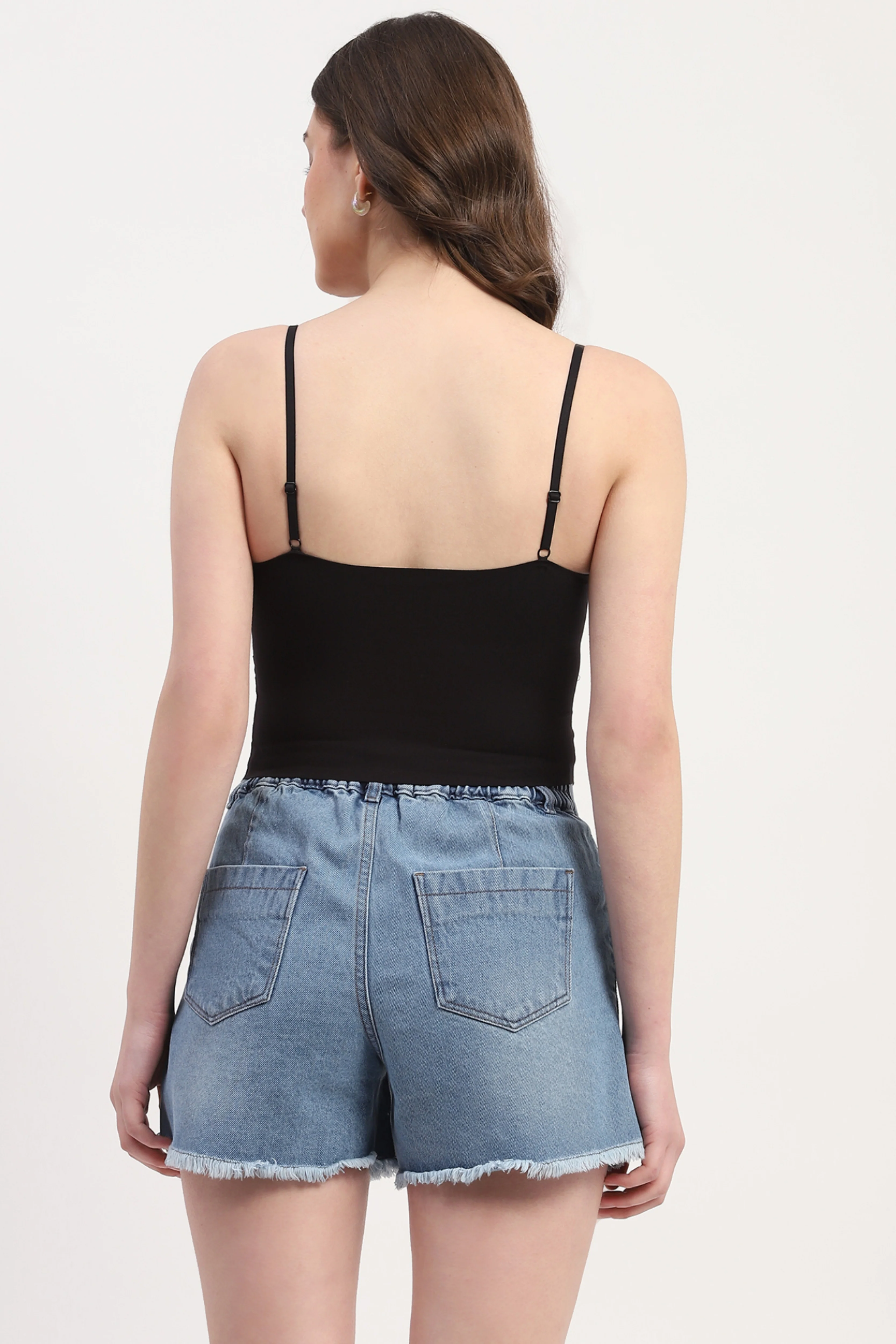 Black Nylon Spandex Solid Bralette - Image 6