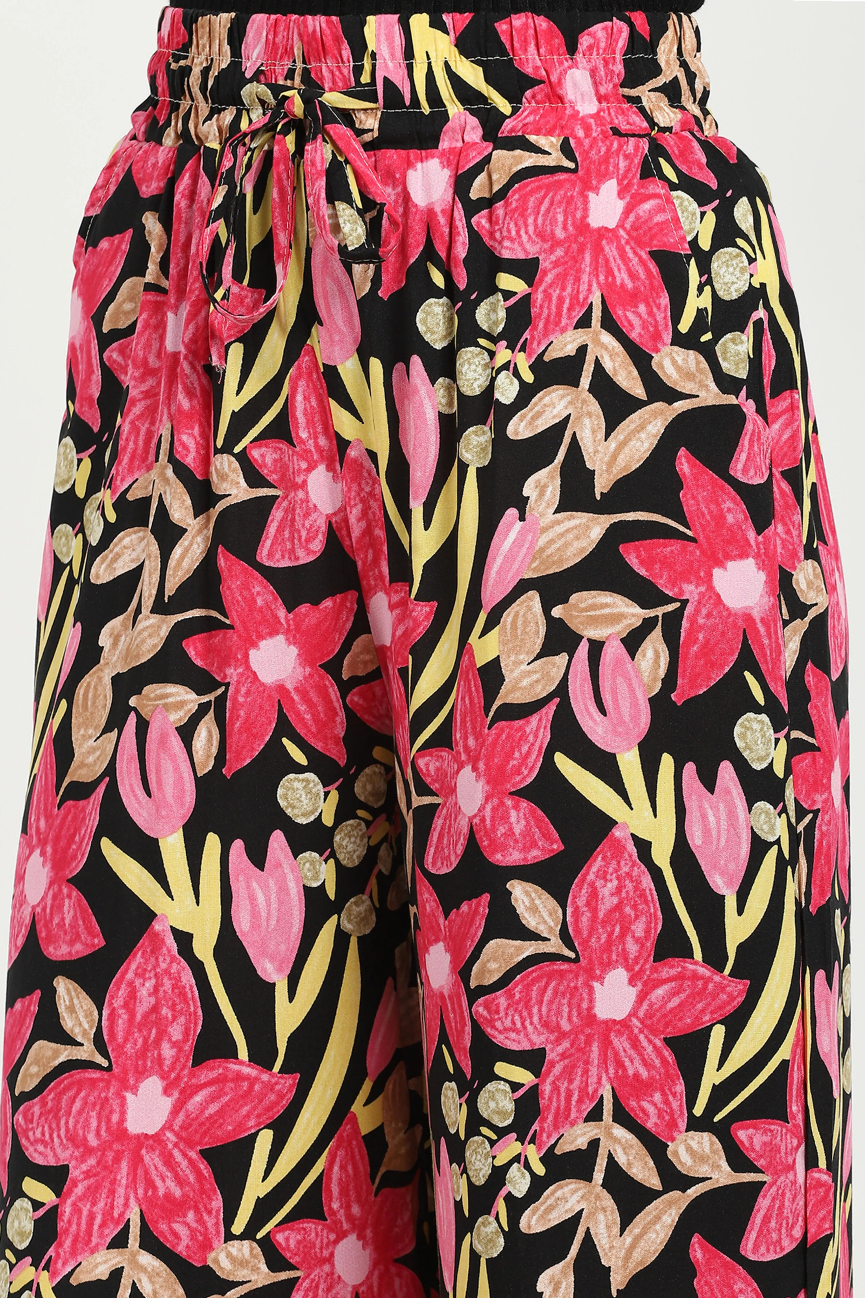 Black & Pink Printed Rayon Lower - Image 5