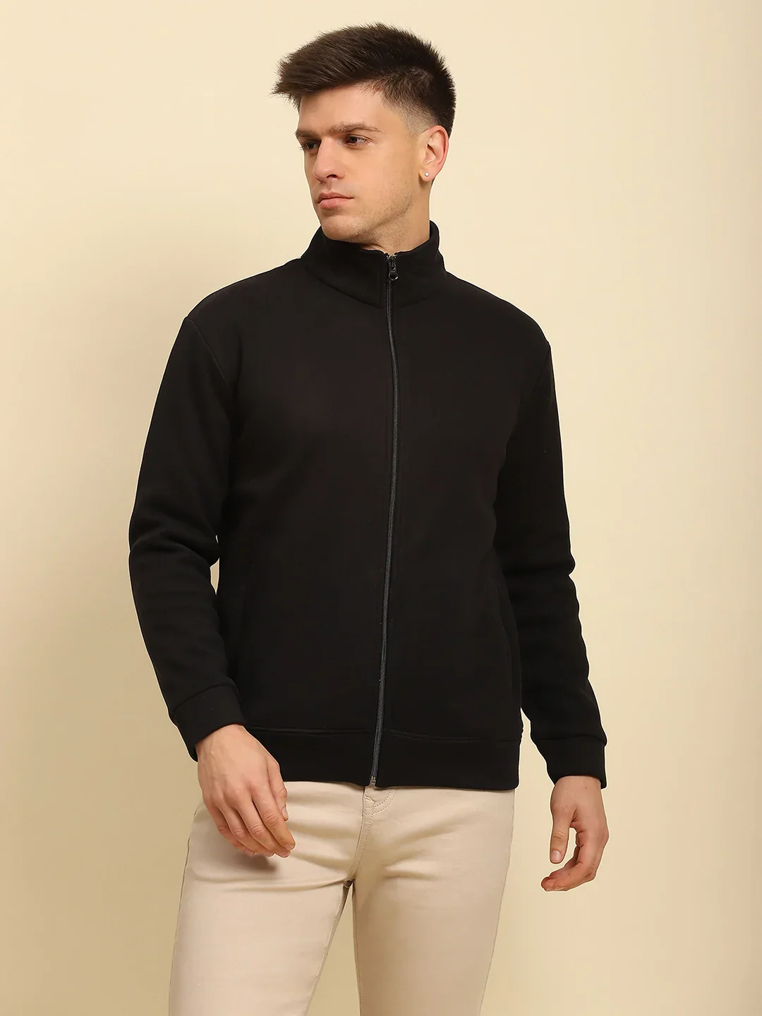 Black Ploy Blend Solid Sweatshirt - Image 8