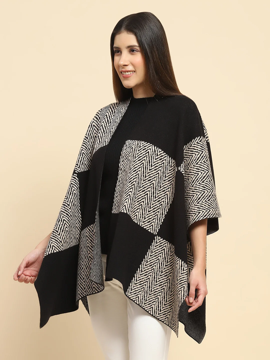 Monochrome Wool Blend Winter Shrug - Image 10