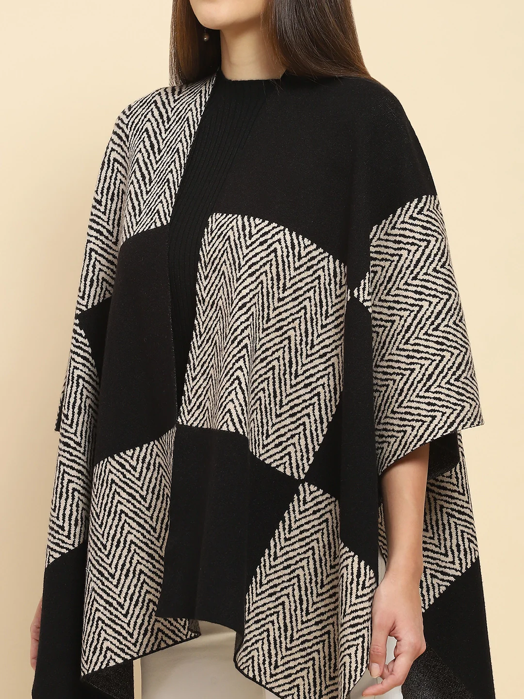 Monochrome Wool Blend Winter Shrug - Image 11