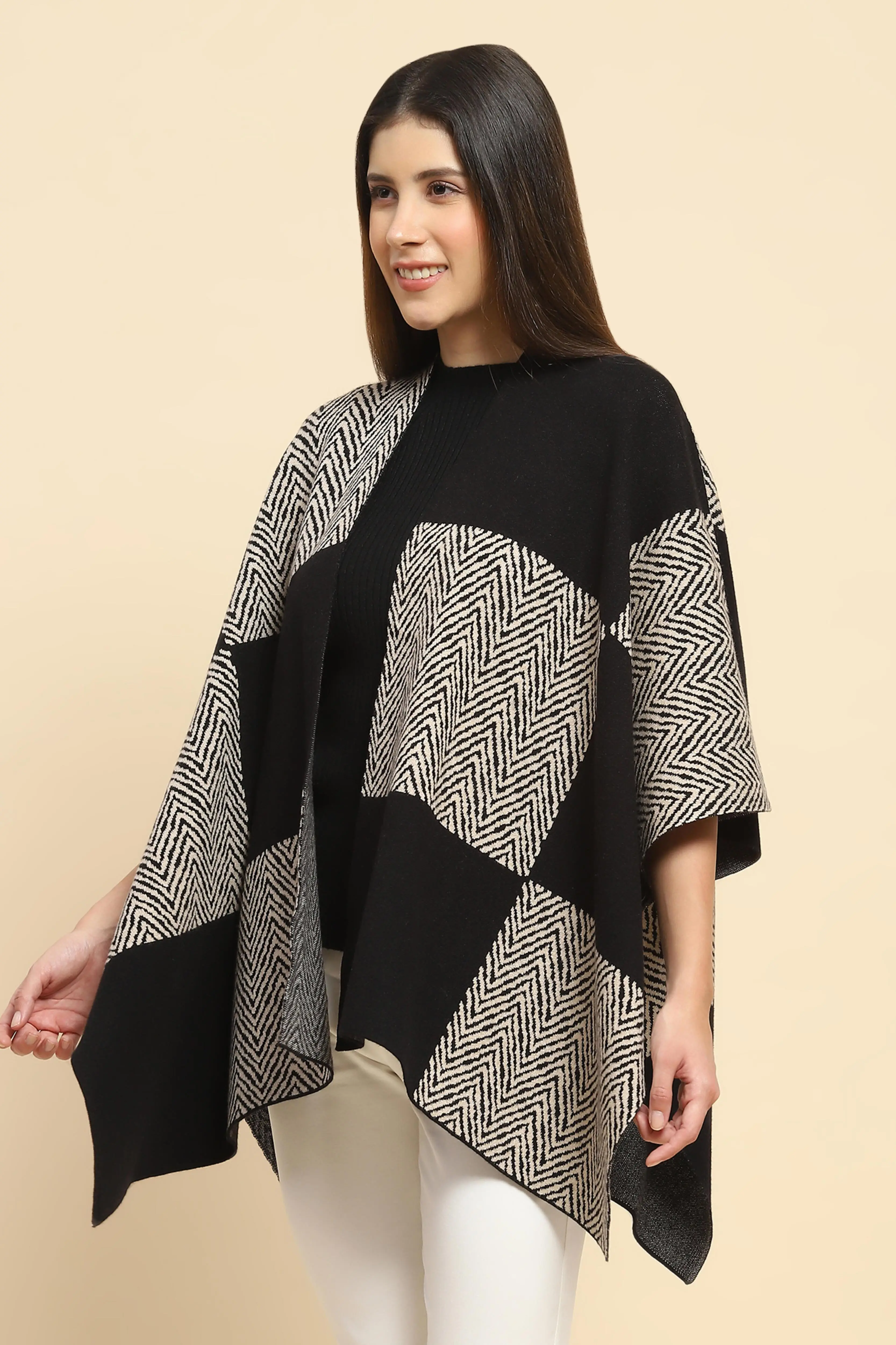 Monochrome Wool Blend Winter Shrug - Image 2