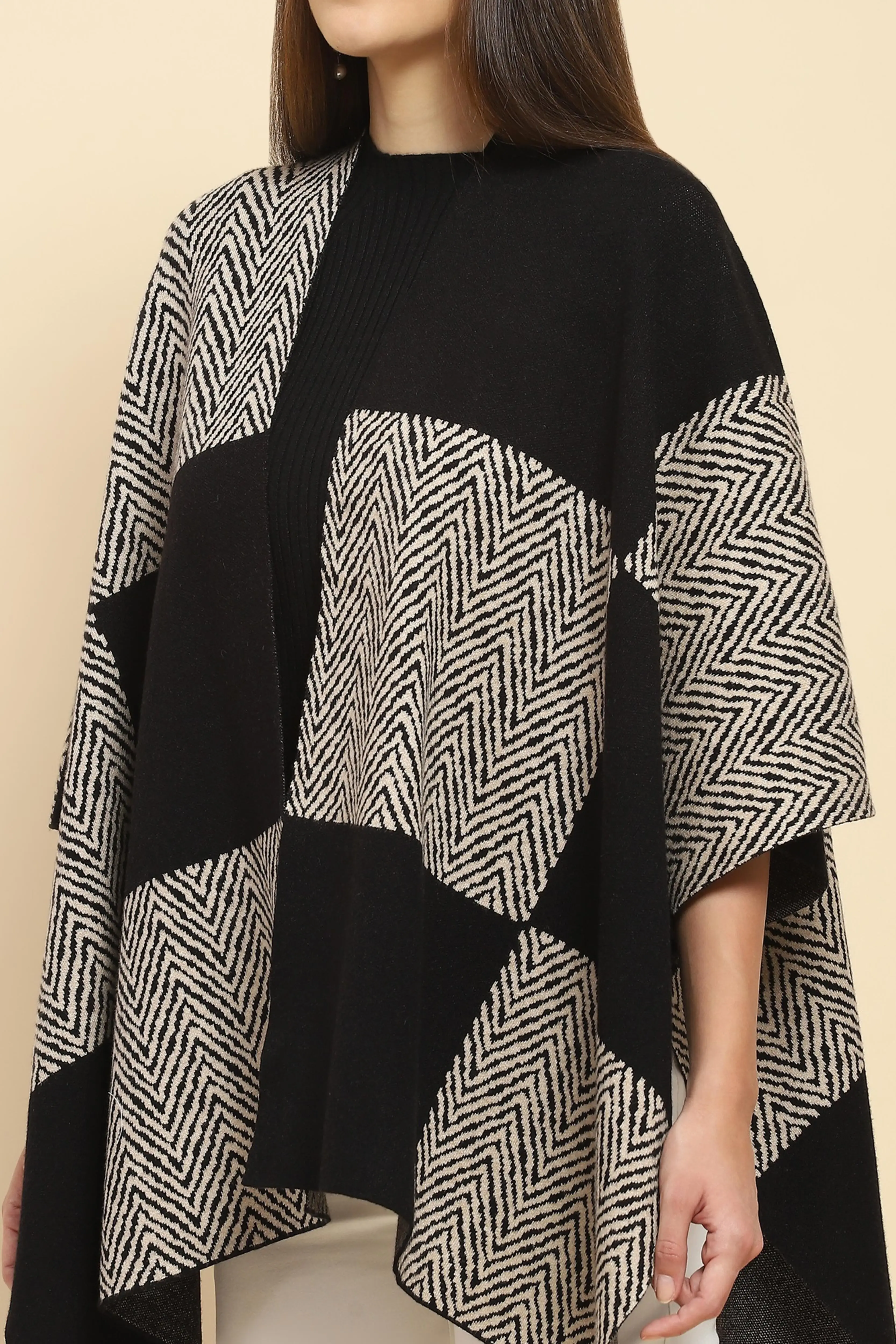 Monochrome Wool Blend Winter Shrug - Image 5