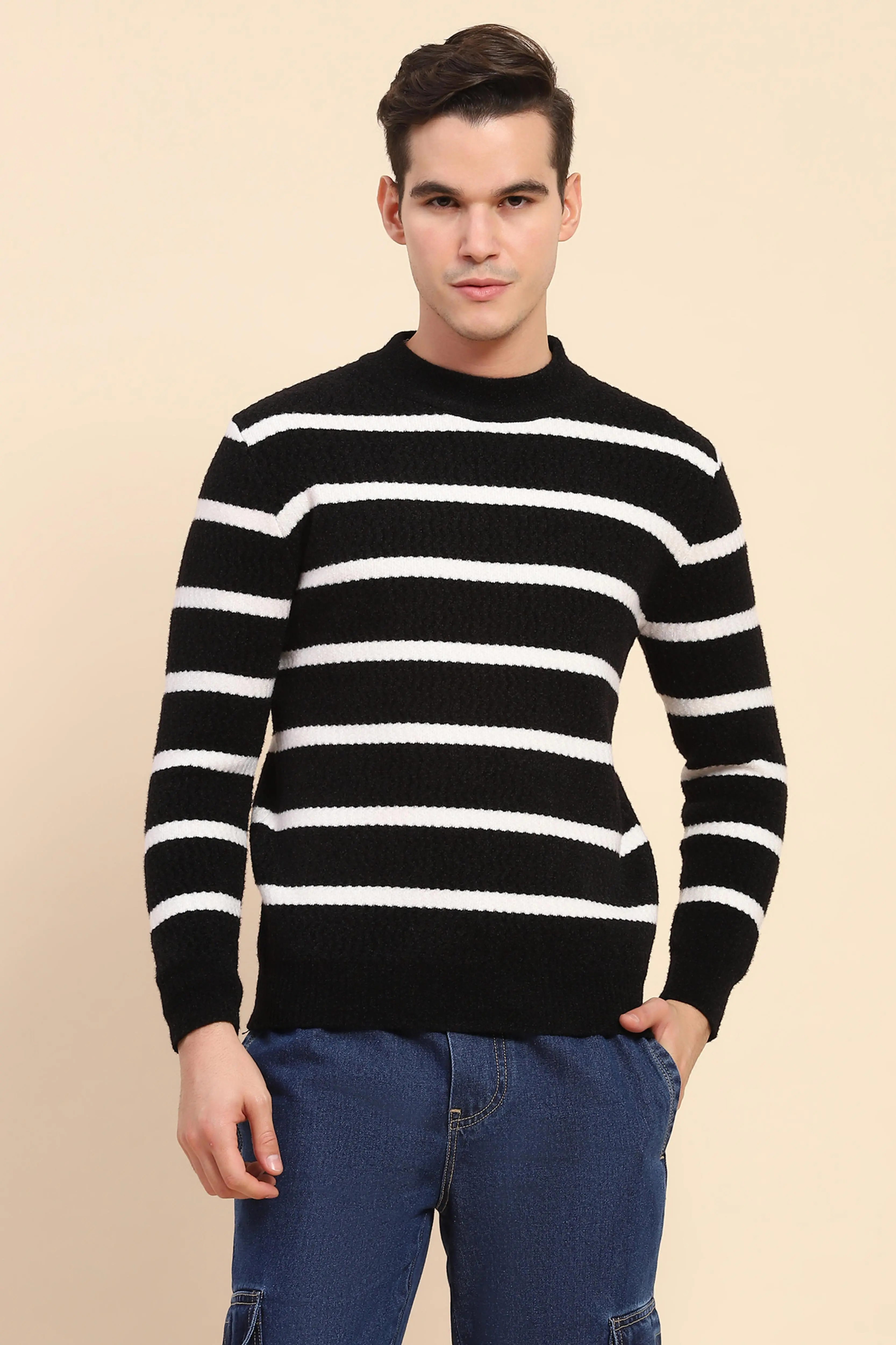 Black Striped Pullover