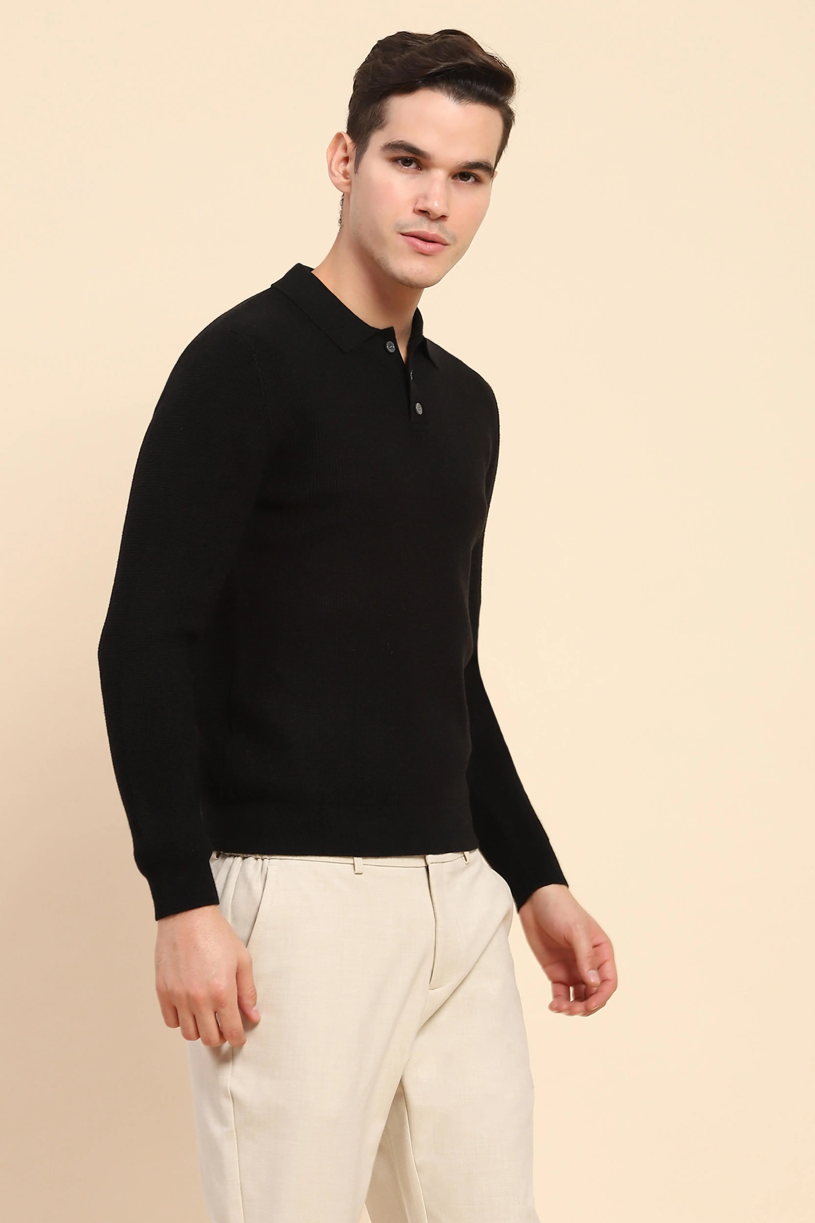 Black Knit Winter Wear Pullover - Image 3