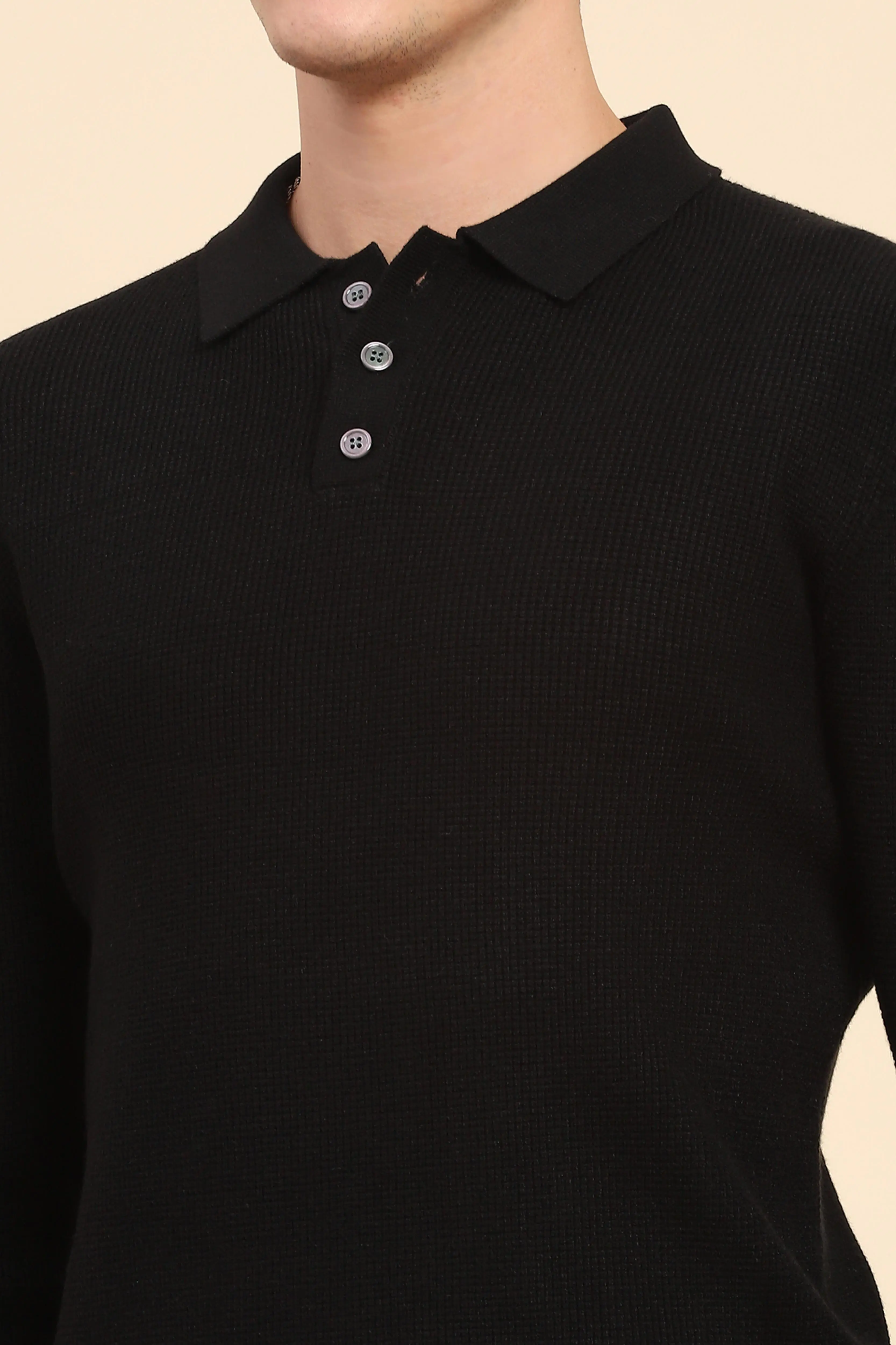 Black Knit Winter Wear Pullover - Image 5