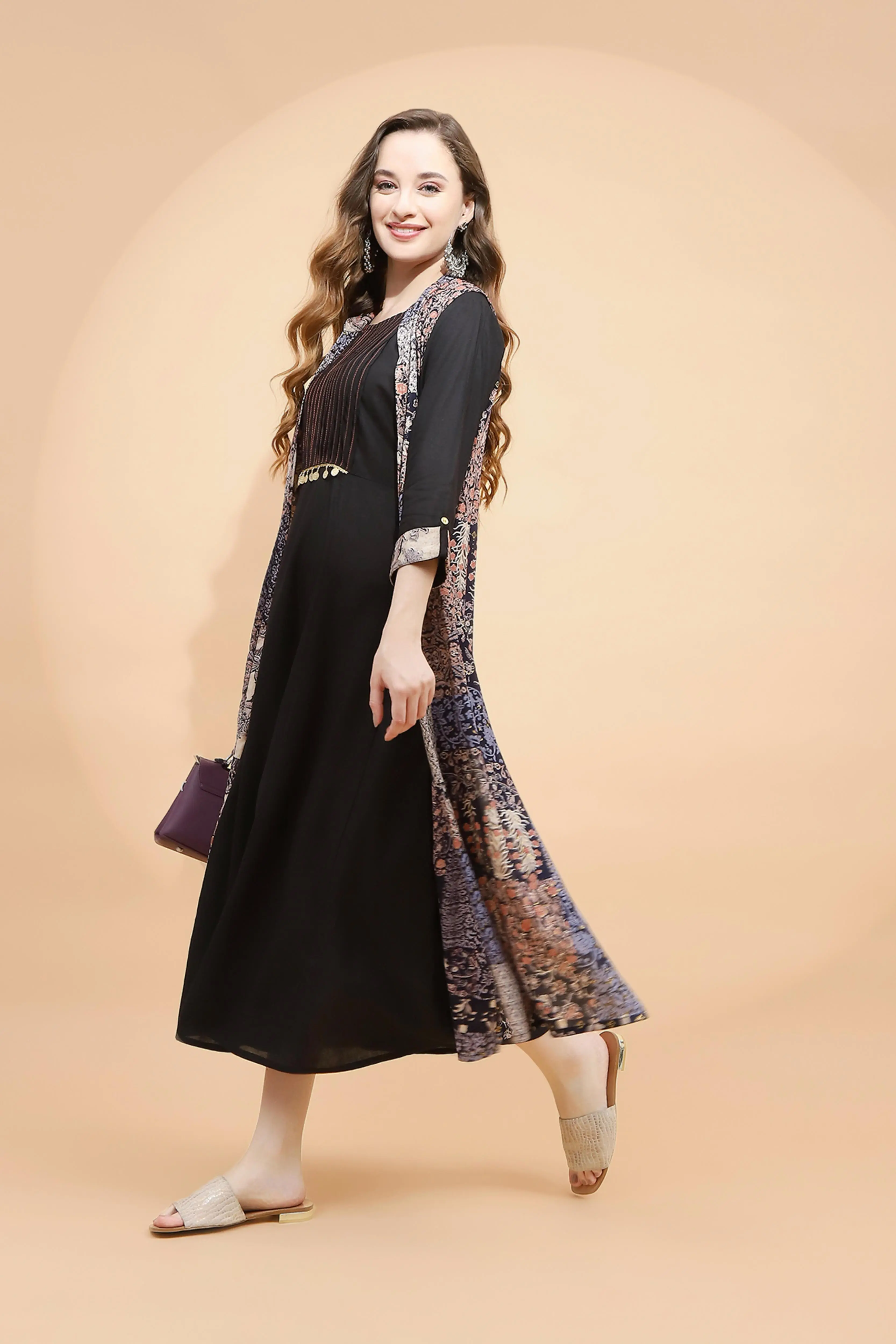 Black Rayon Loose Fit Dress - Image 6