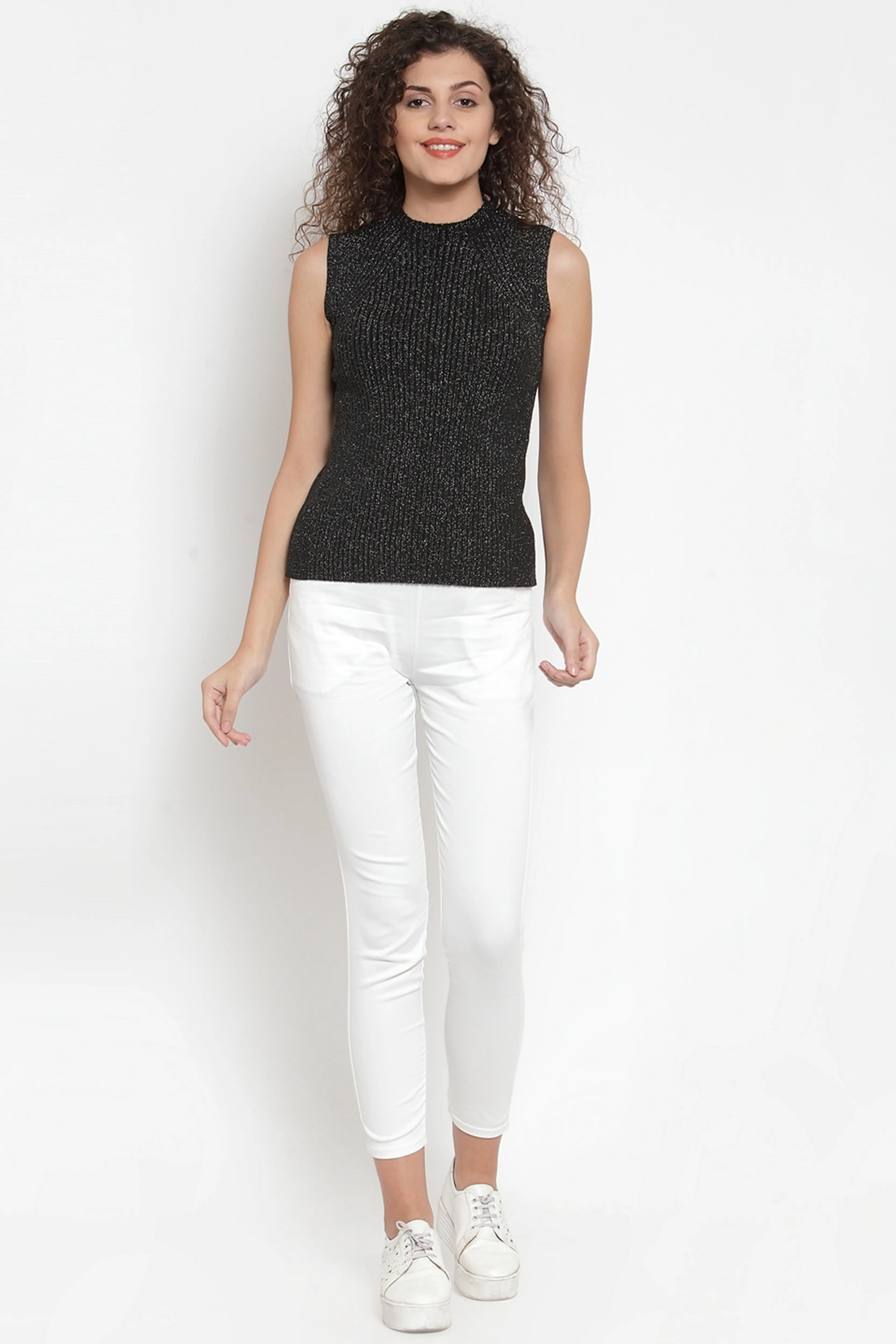 Black & Silver Stretchable Knit Skivvy - Image 6