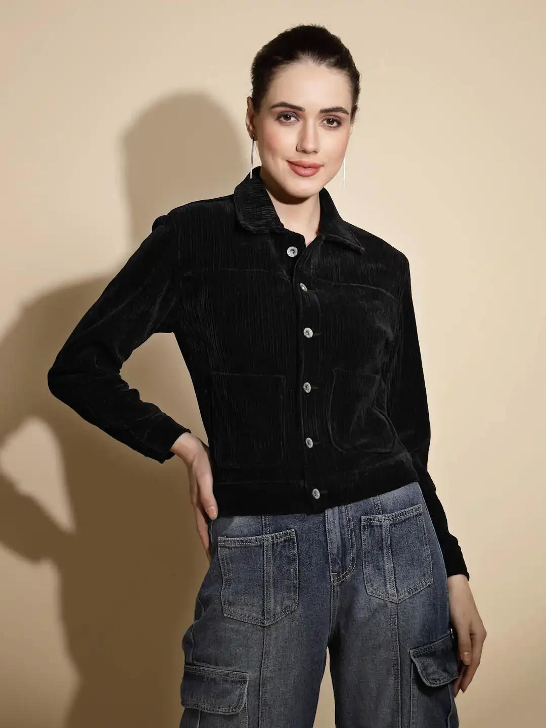 Black Corduroy Suede Jacket - Image 8