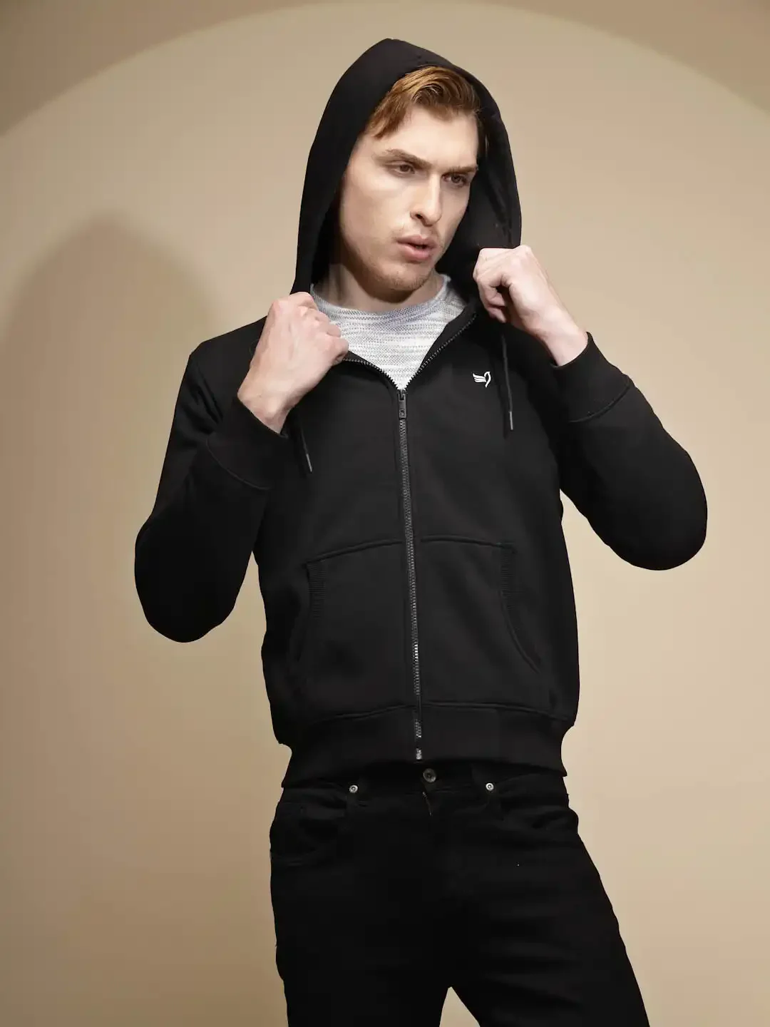 Black Solid Hosiery Hooded Sweatshirt - Image 10