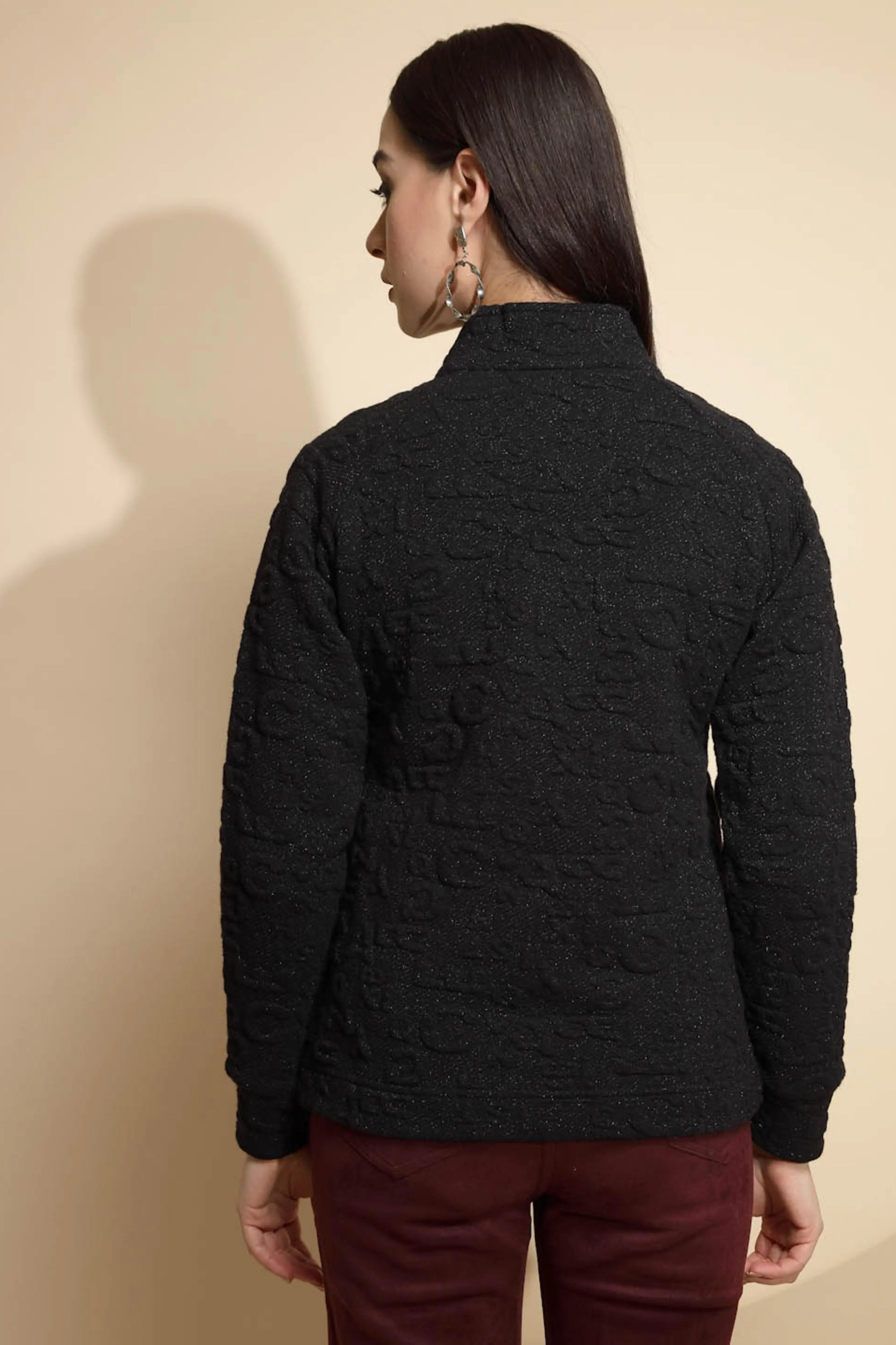 Black Solid Acrylic Sweatshirt - Image 4