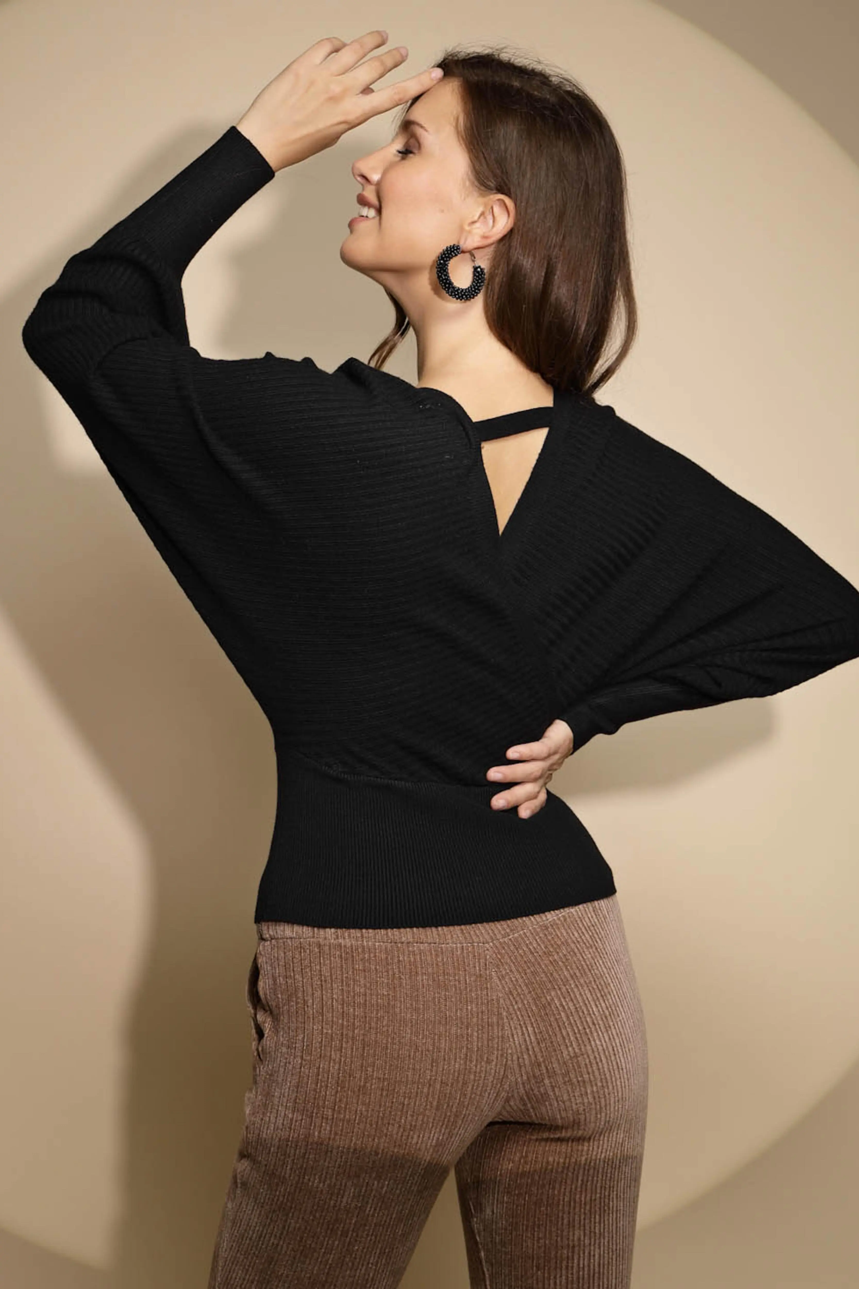 Black Solid Acrylic Pullover - Image 3