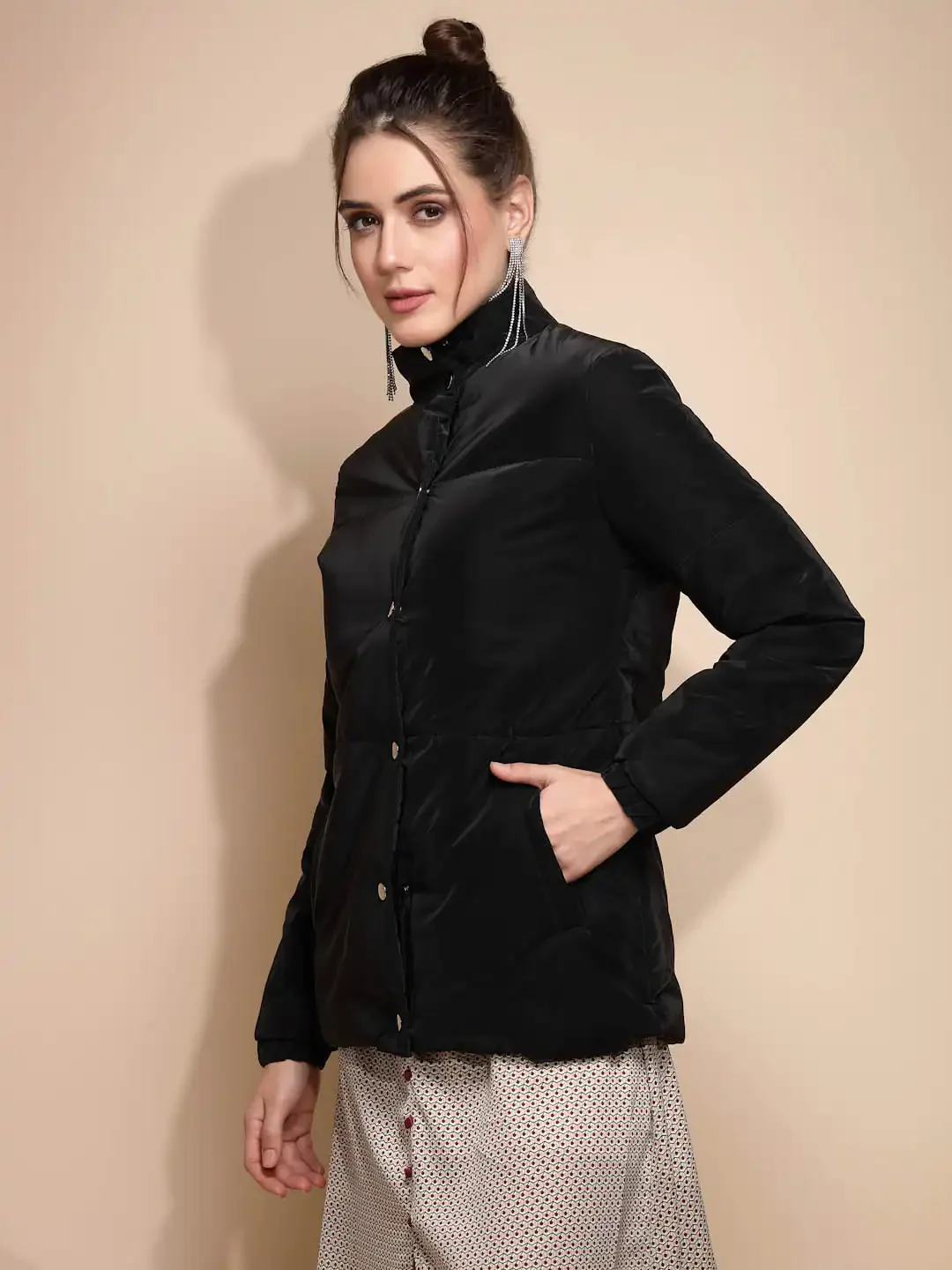 Black Solid Suede Jacket - Image 10