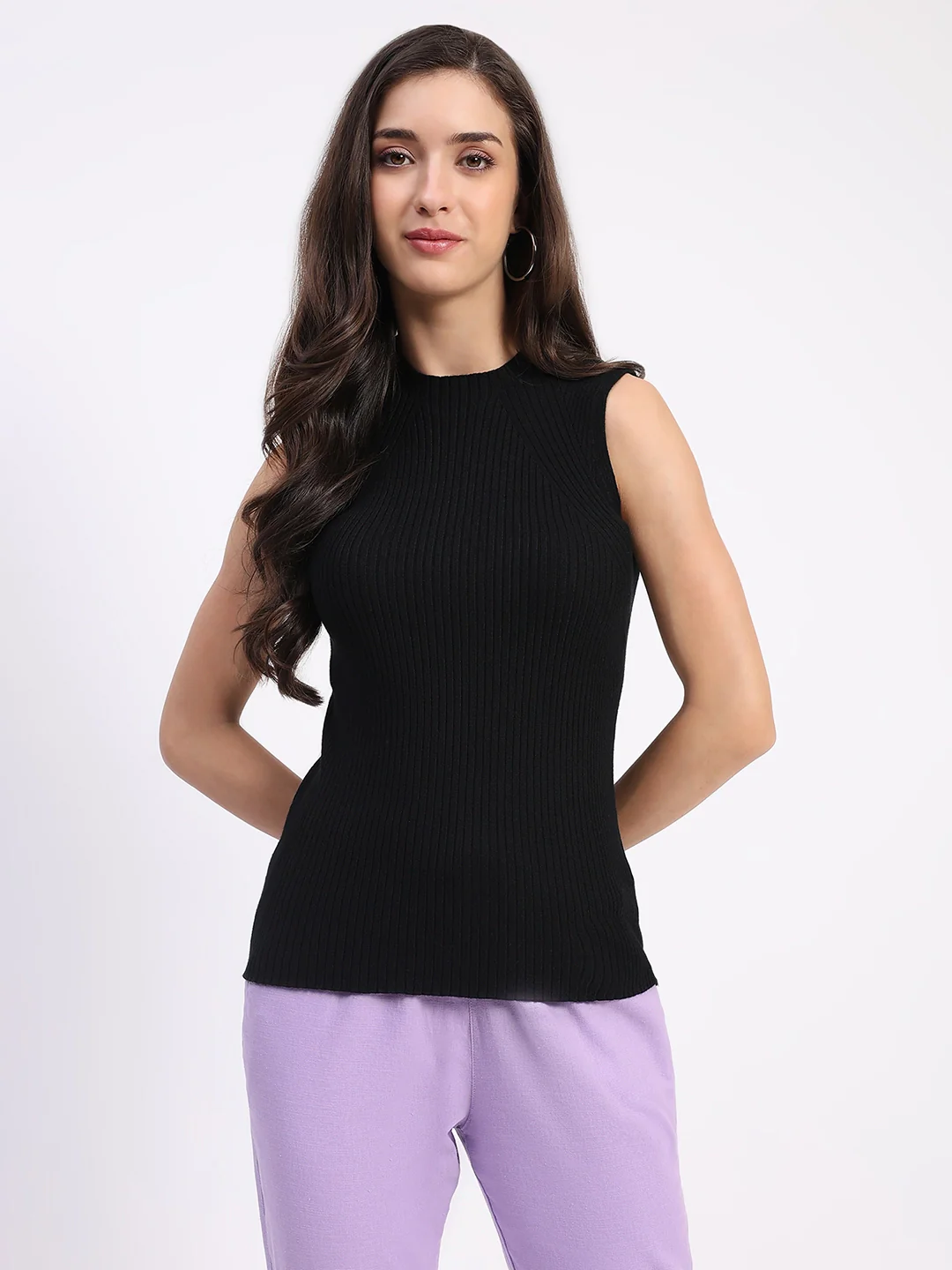 Black Stretchable Knit Skivvy Top - Image 9