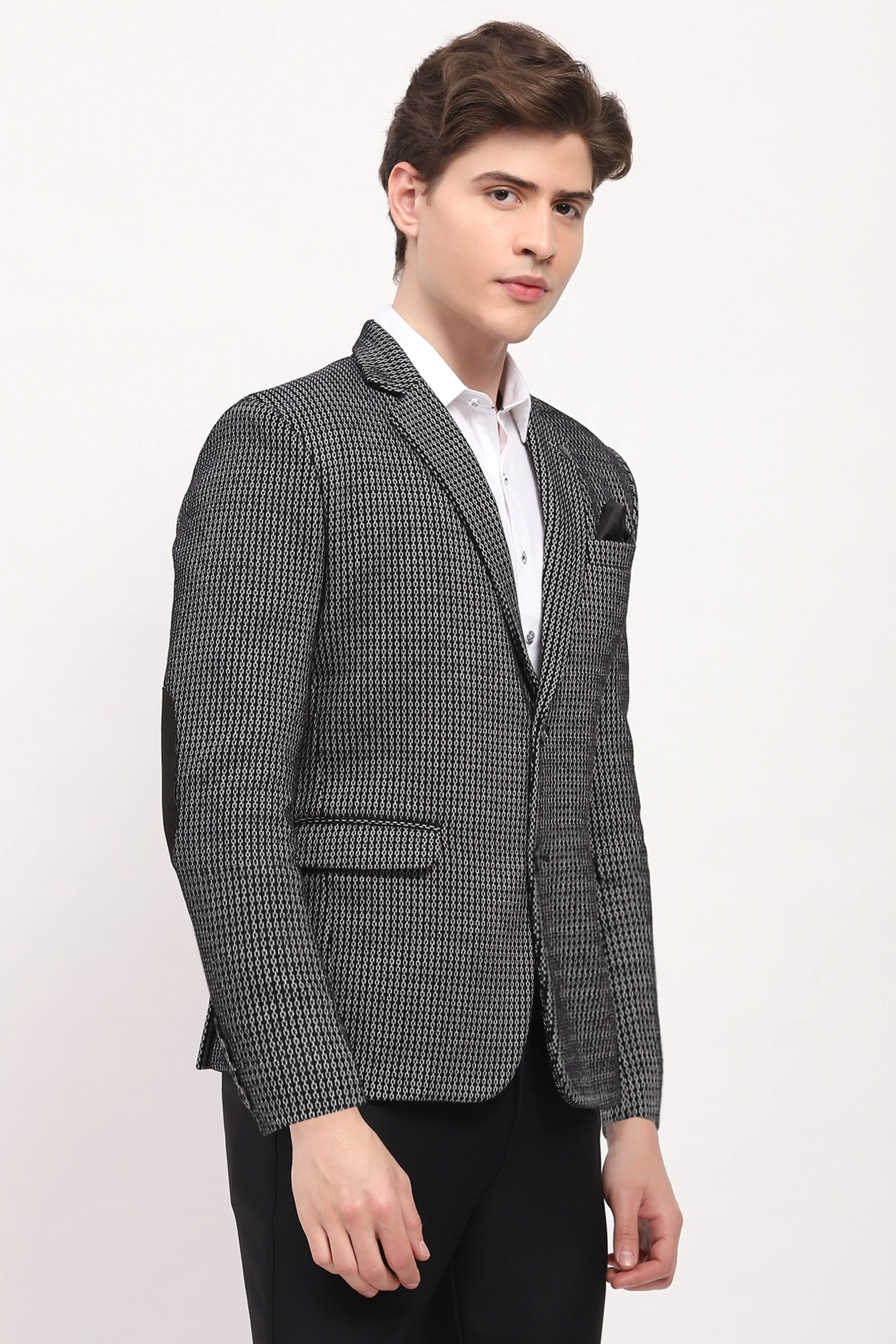 Black Tailored Elbow Patch Coat - Image 7