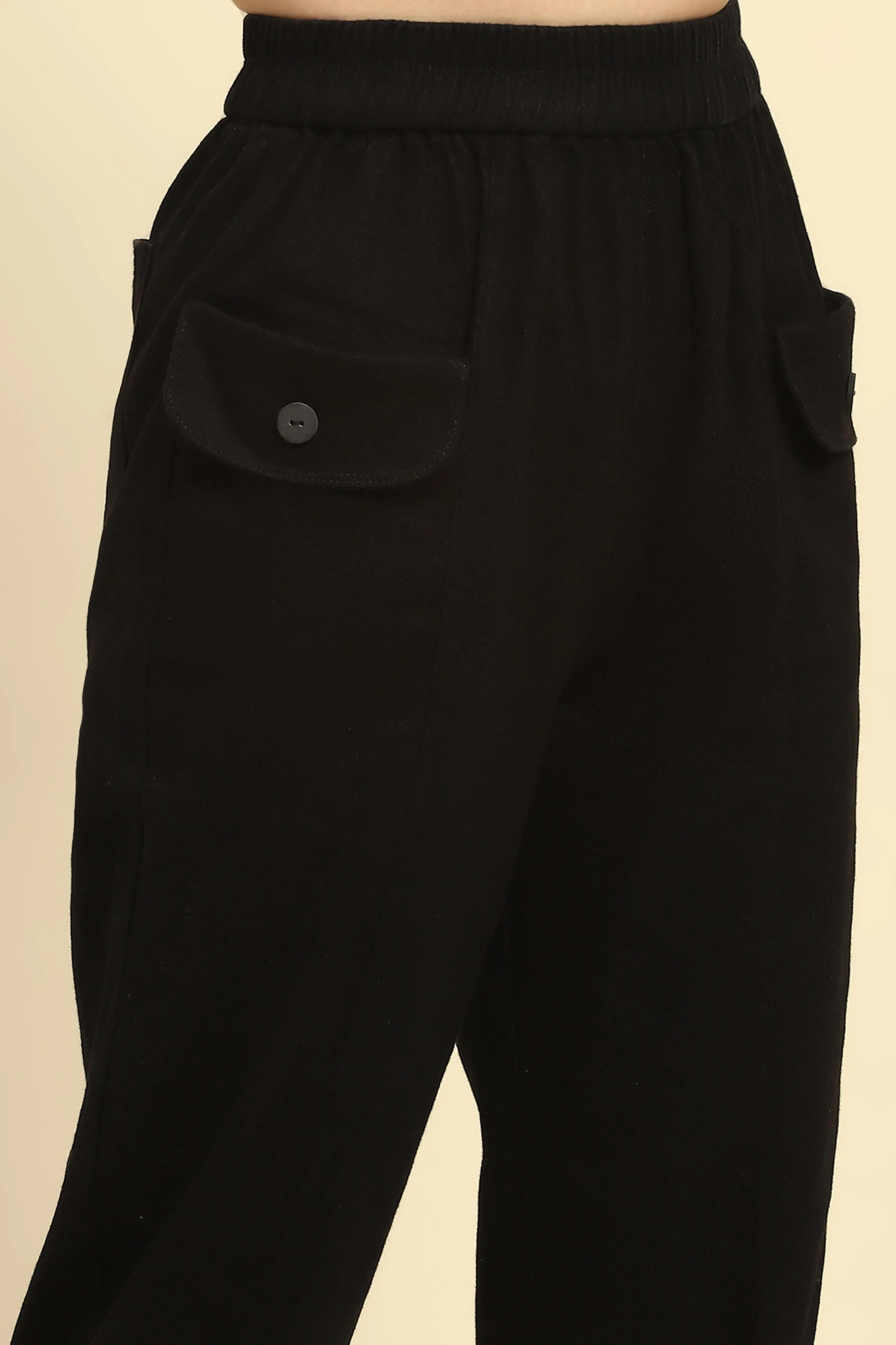 Black Cotton Regular Fit Trouser - Image 5