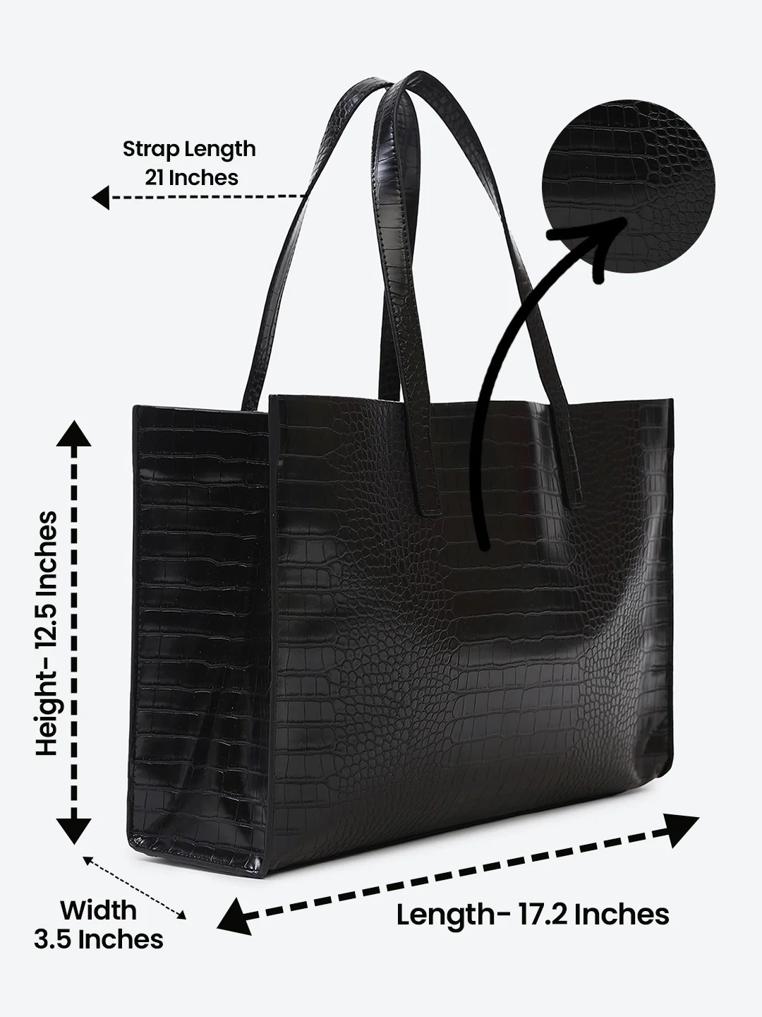 Black Textured Oversized Tote Bag - Image 3