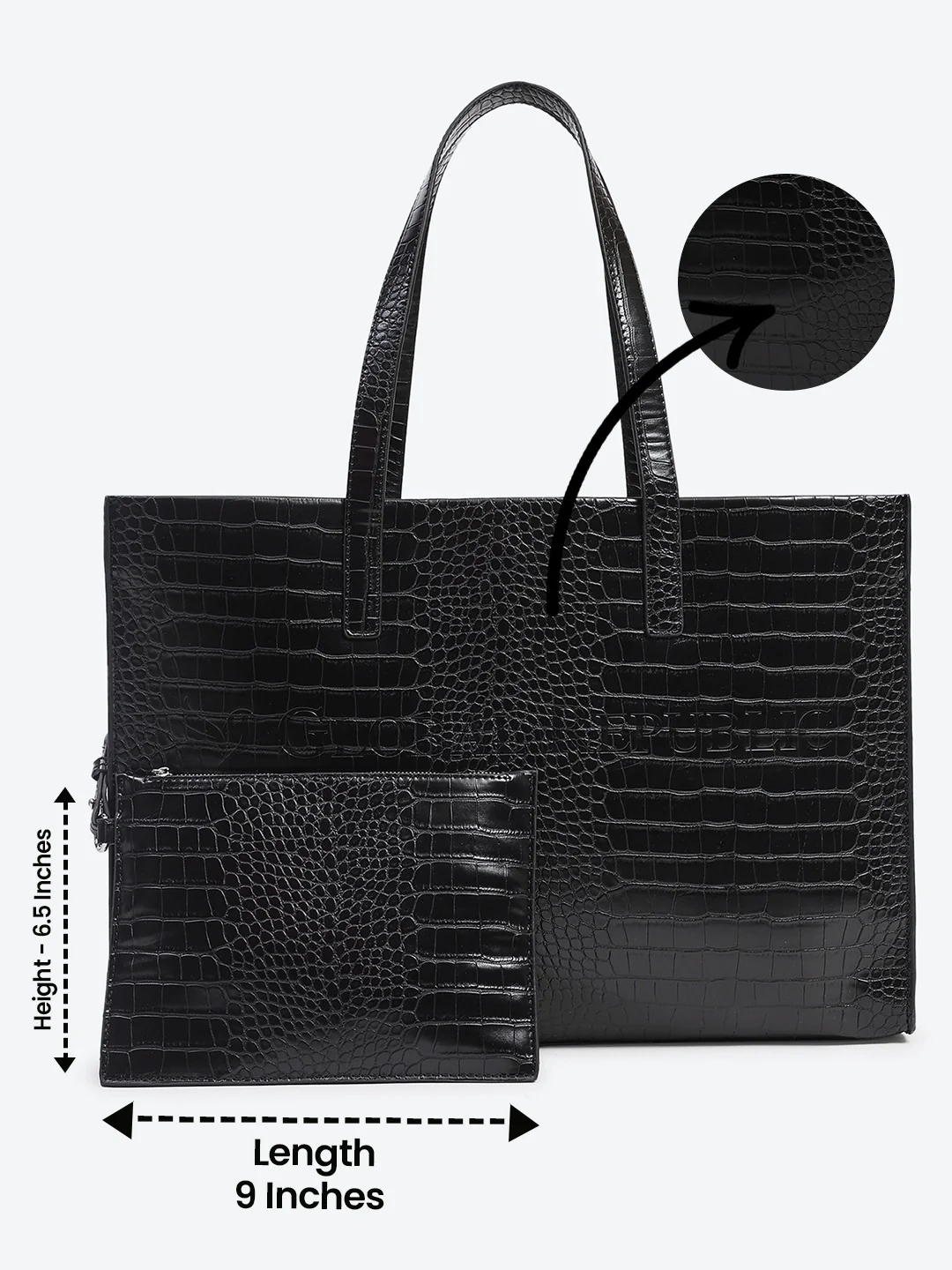 Black Textured Oversized Tote Bag - Image 4