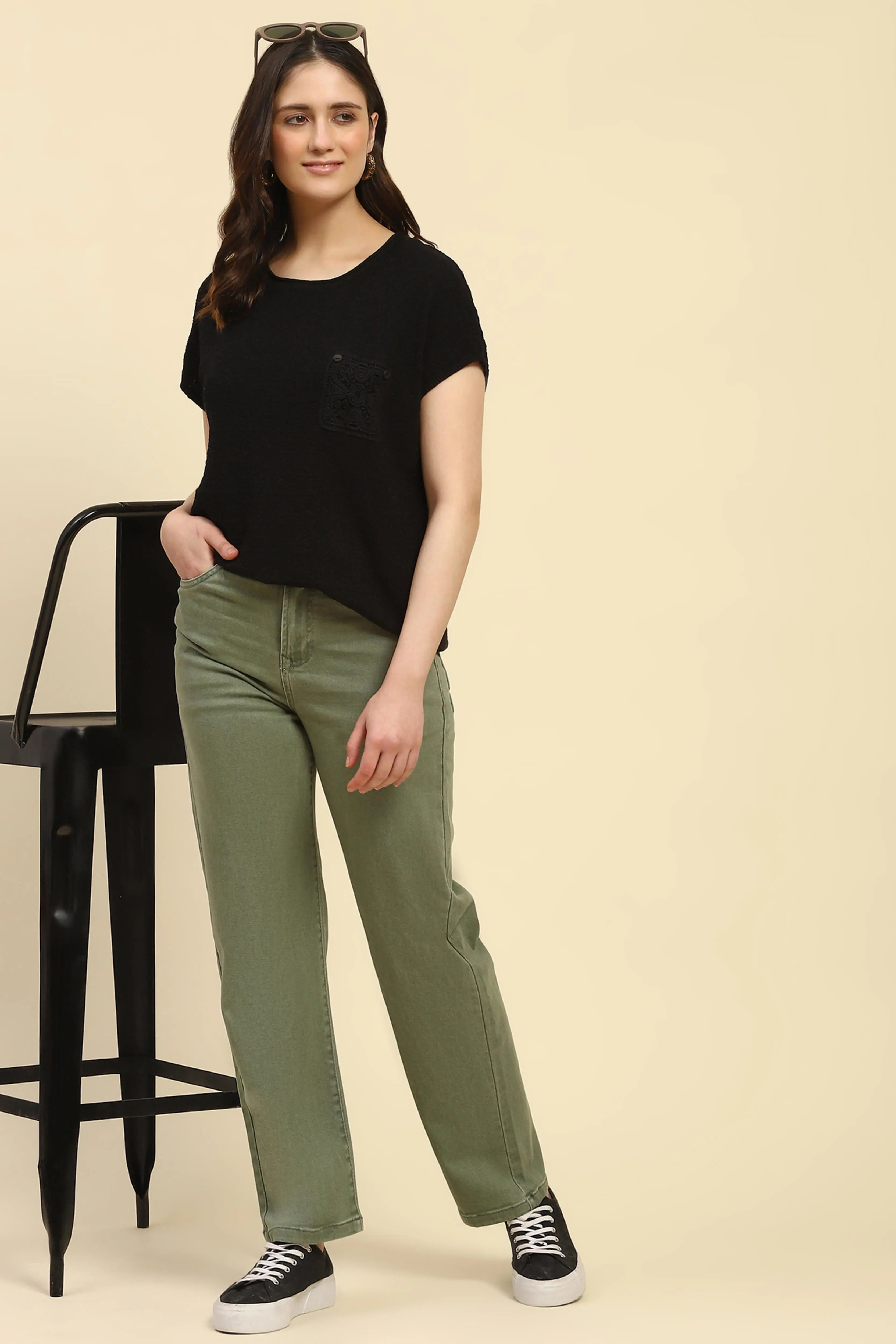 Black Textured Viscose Boxy Top - Image 6