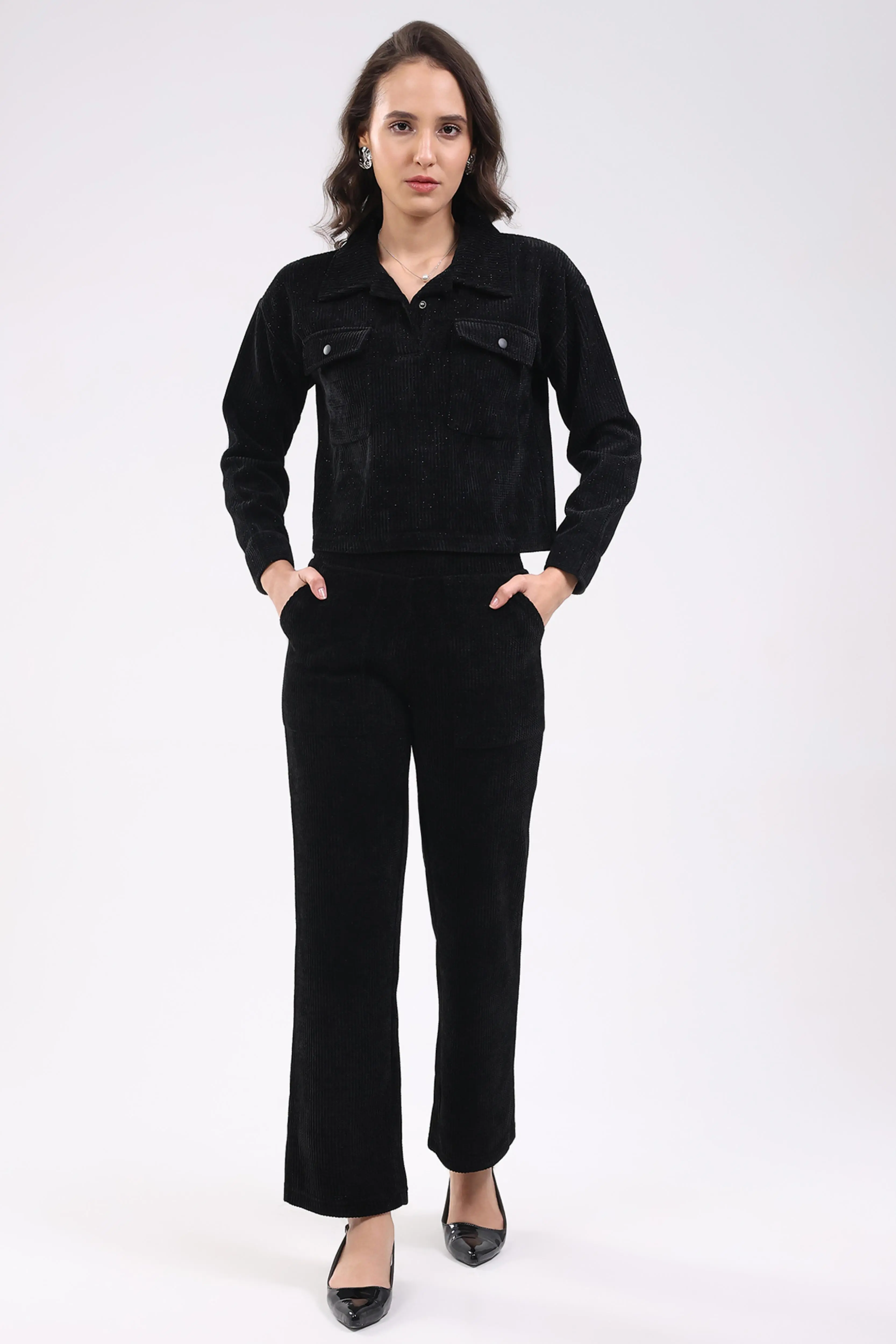 Black Textured Winter Co-ord Set - Image 2