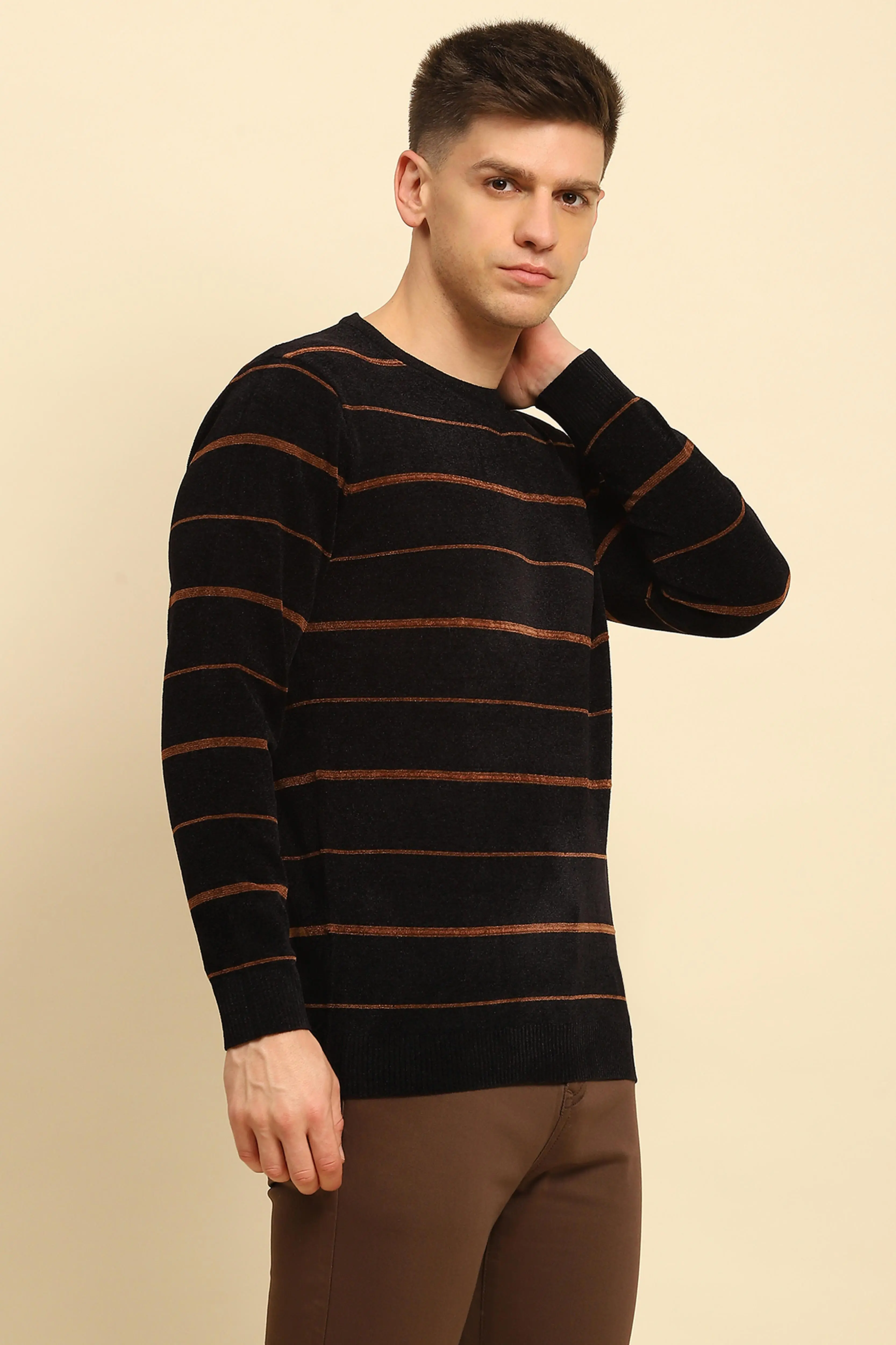 Black Velvet Striped Pullover - Image 3