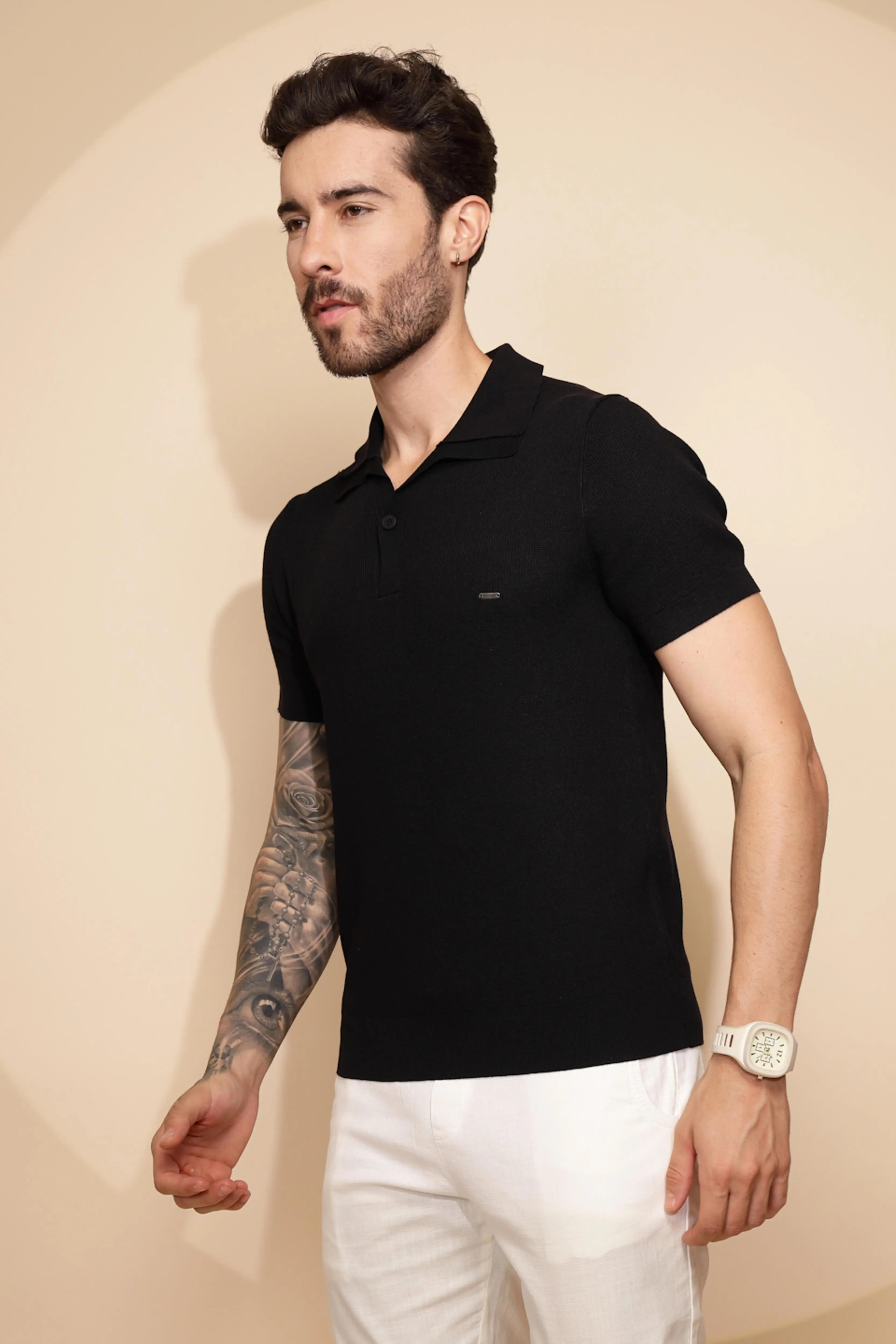 Black Viscose Blend T-Shirt - Image 2