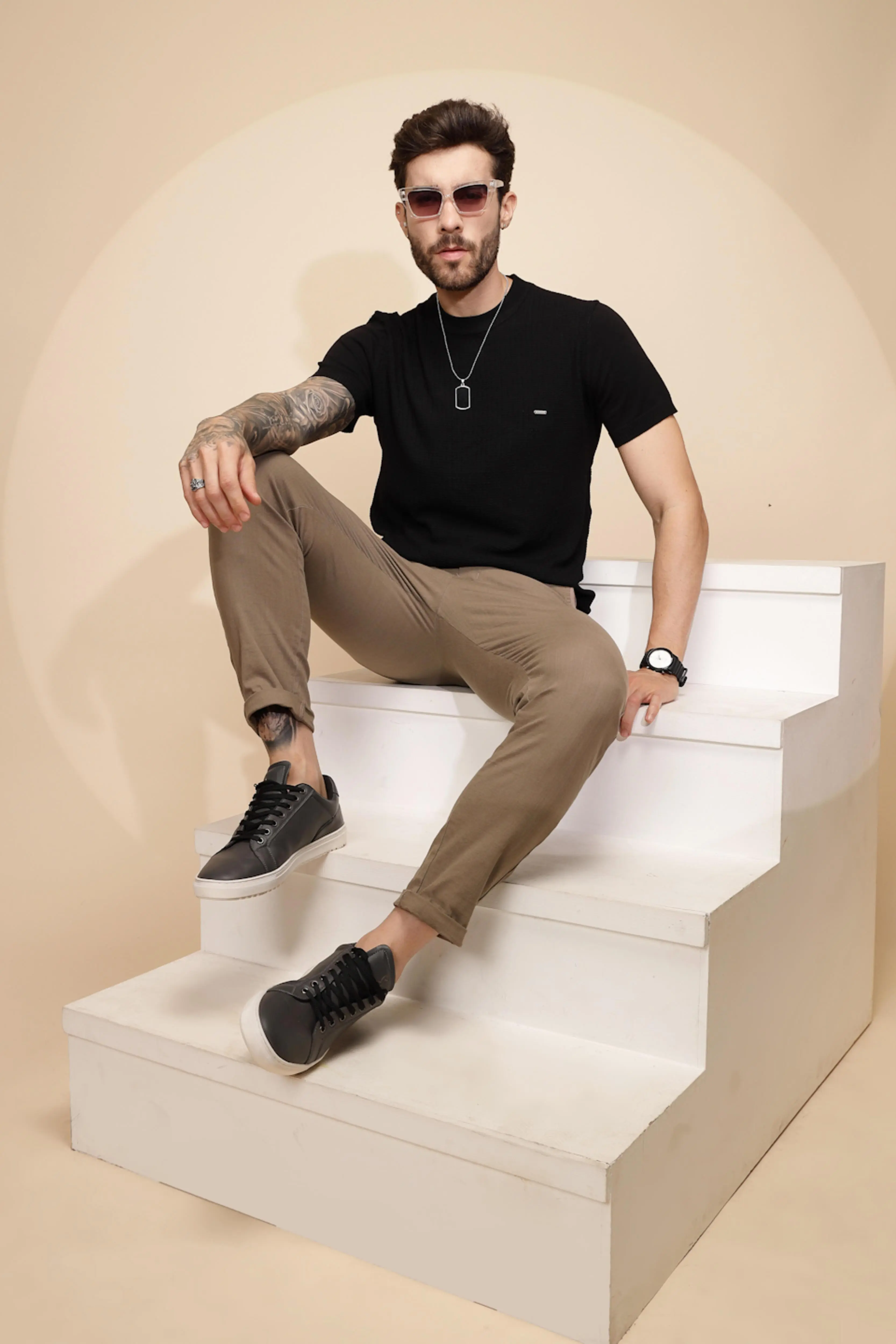 Black Viscose Blend Regular Fit T-Shirt - Image 6