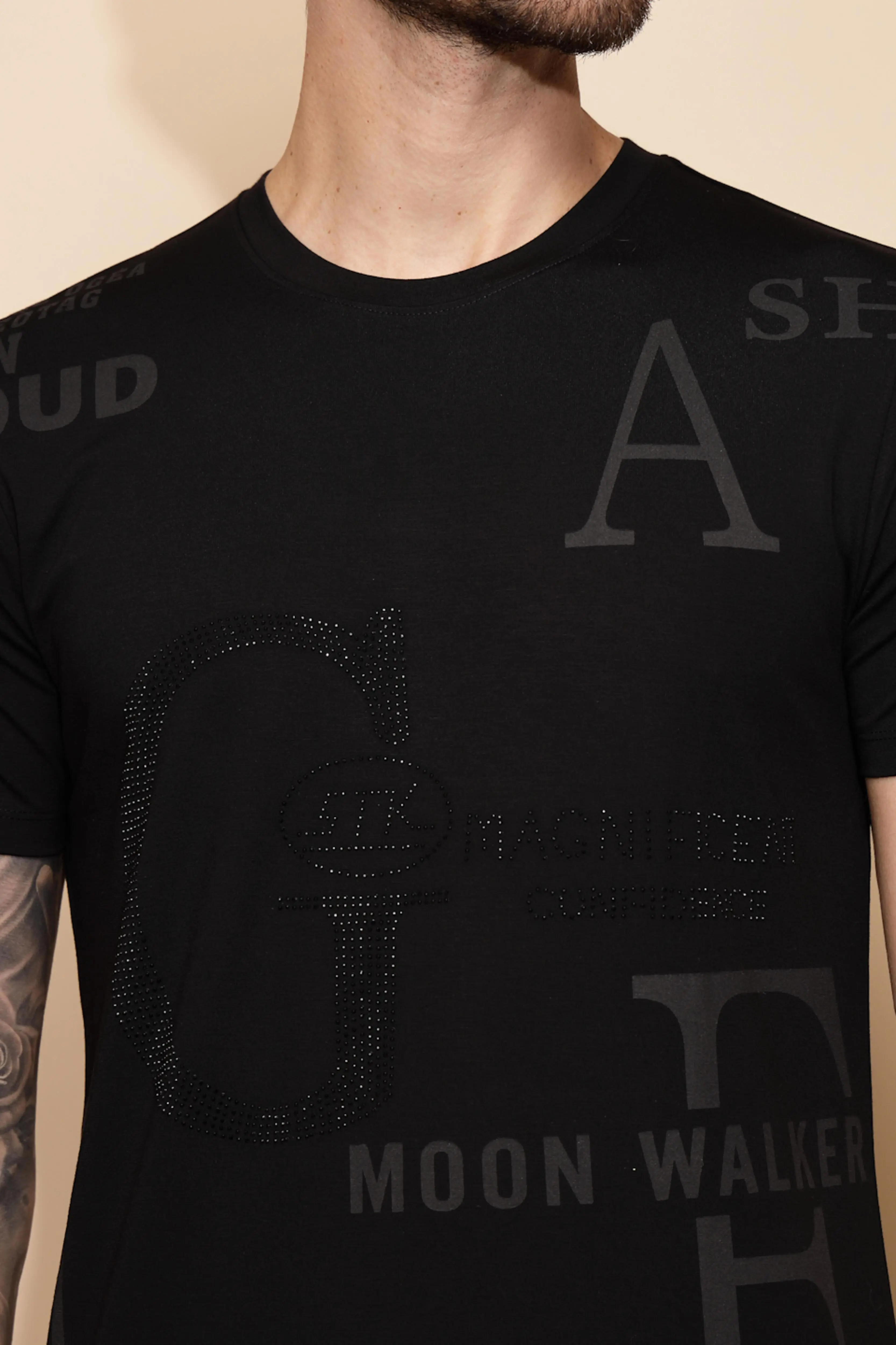 Black Viscose Blend Regular Fit T-Shirt - Image 5