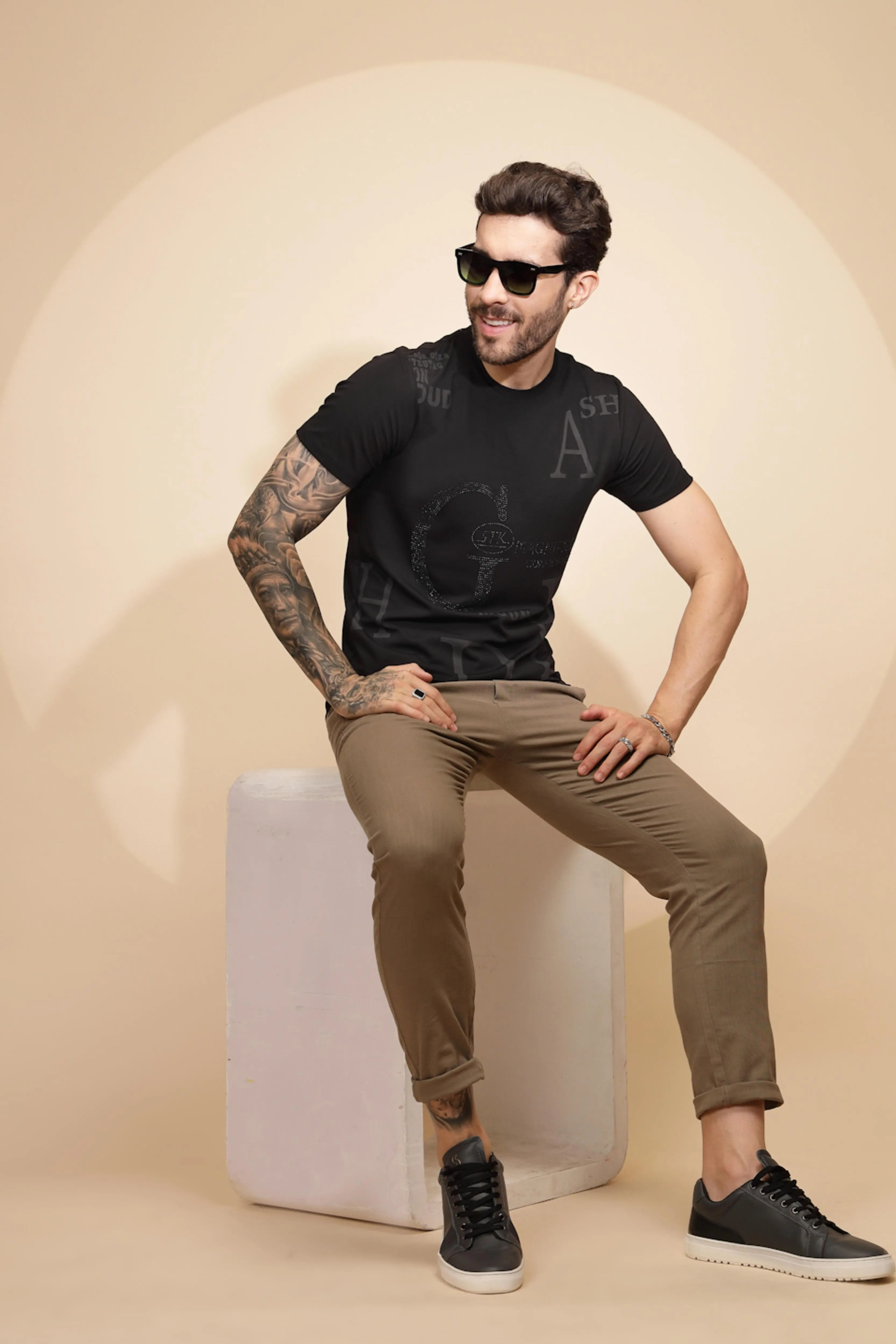 Black Viscose Blend Regular Fit T-Shirt - Image 6