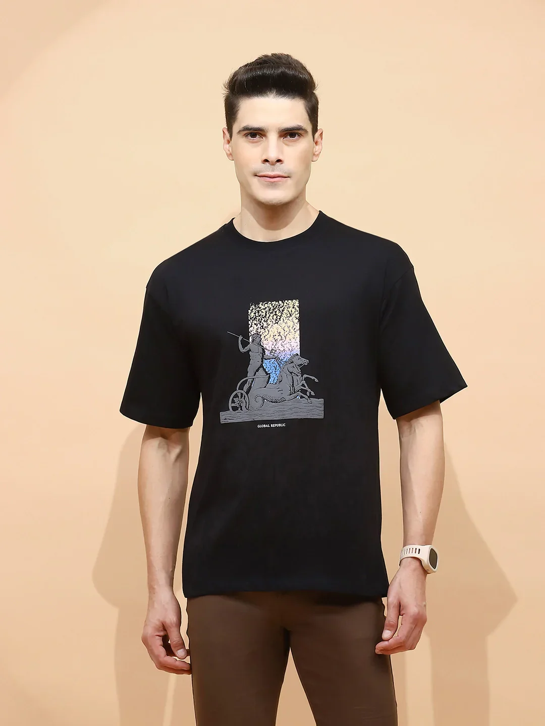 Black Viscose Regular Fit T-Shirt - Image 7