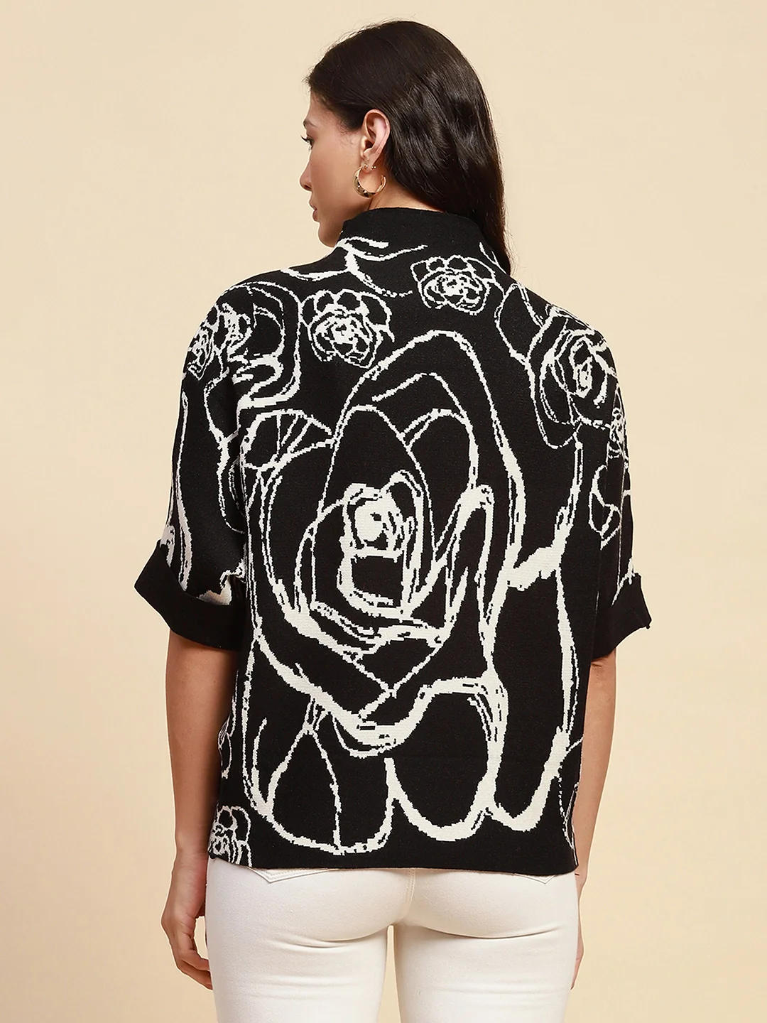 Black Viscose Blend Loose Fit Pullover - Image 9