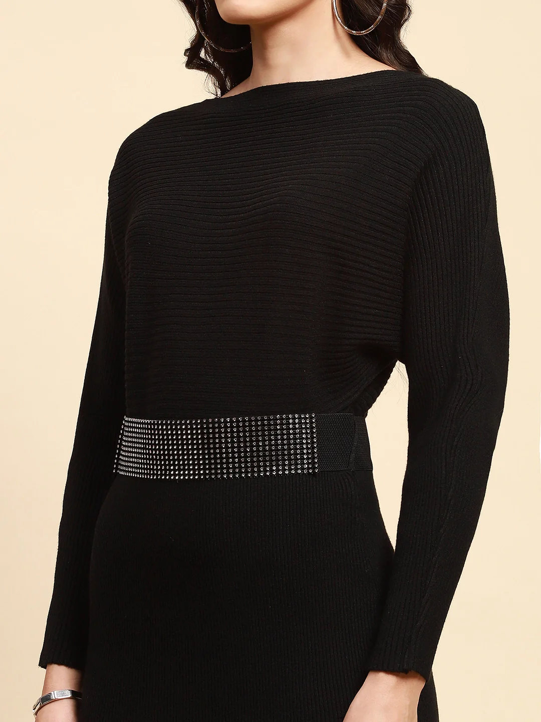 Black Winter Viscose Slim Fit Dress - Image 10