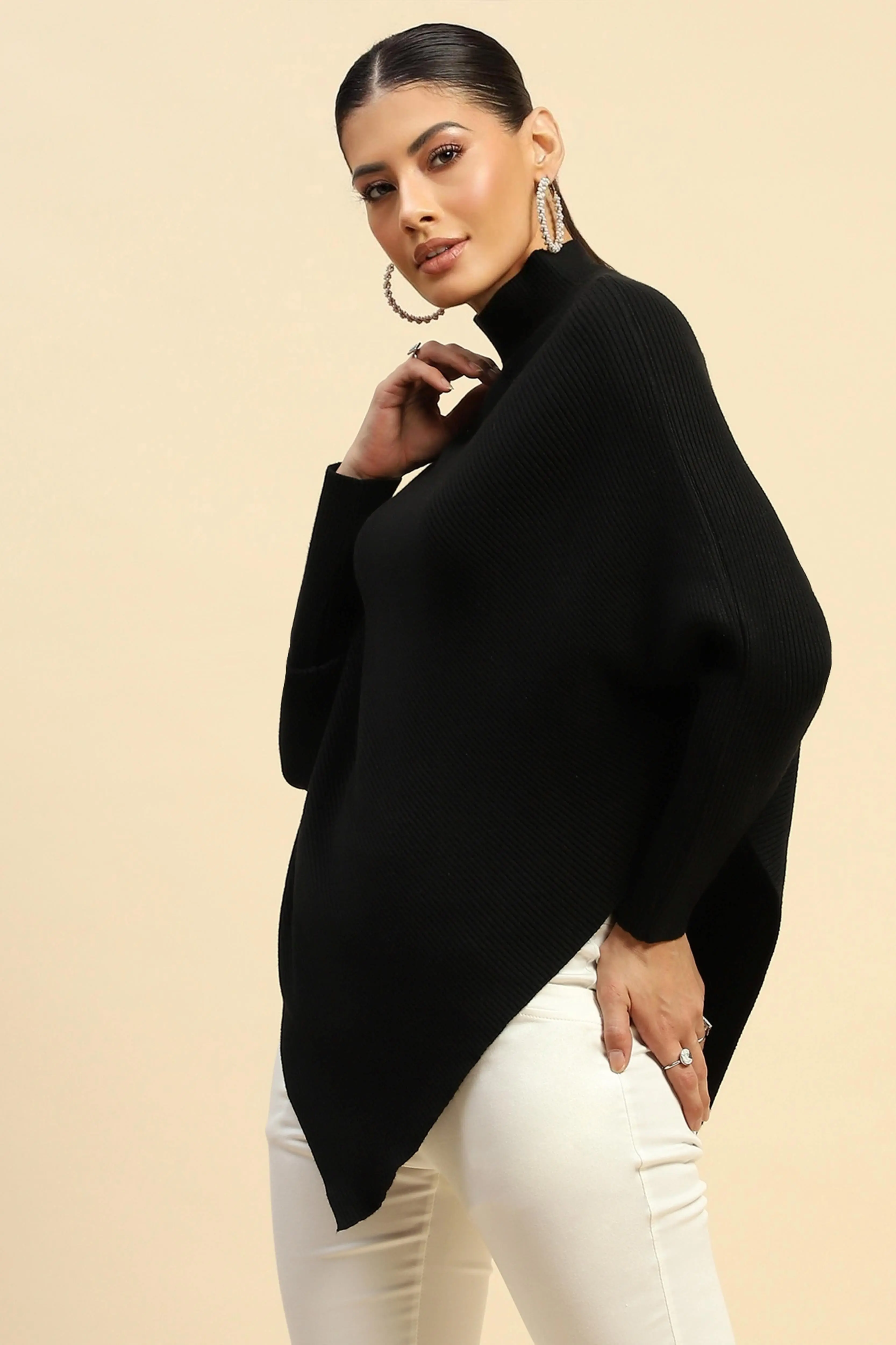 Black Viscose Slim Fit Pullover - Image 2