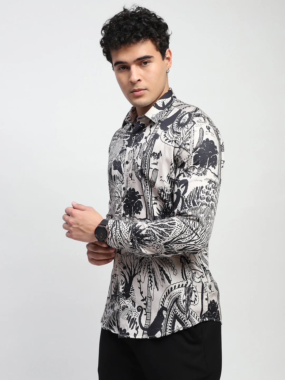 Tropical Print Cotton Regular Fit Shirt - Image 11