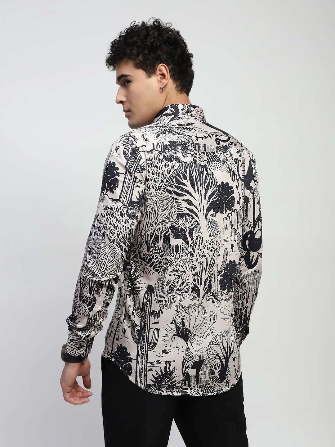 Tropical Print Cotton Regular Fit Shirt - Image 12