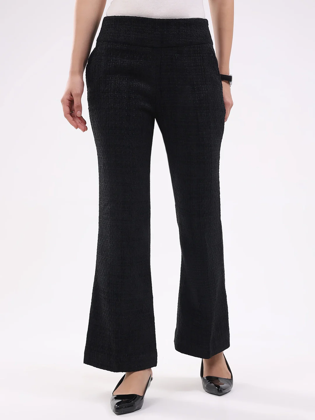 Black Wool Blend Bootcut Trousers - Image 10
