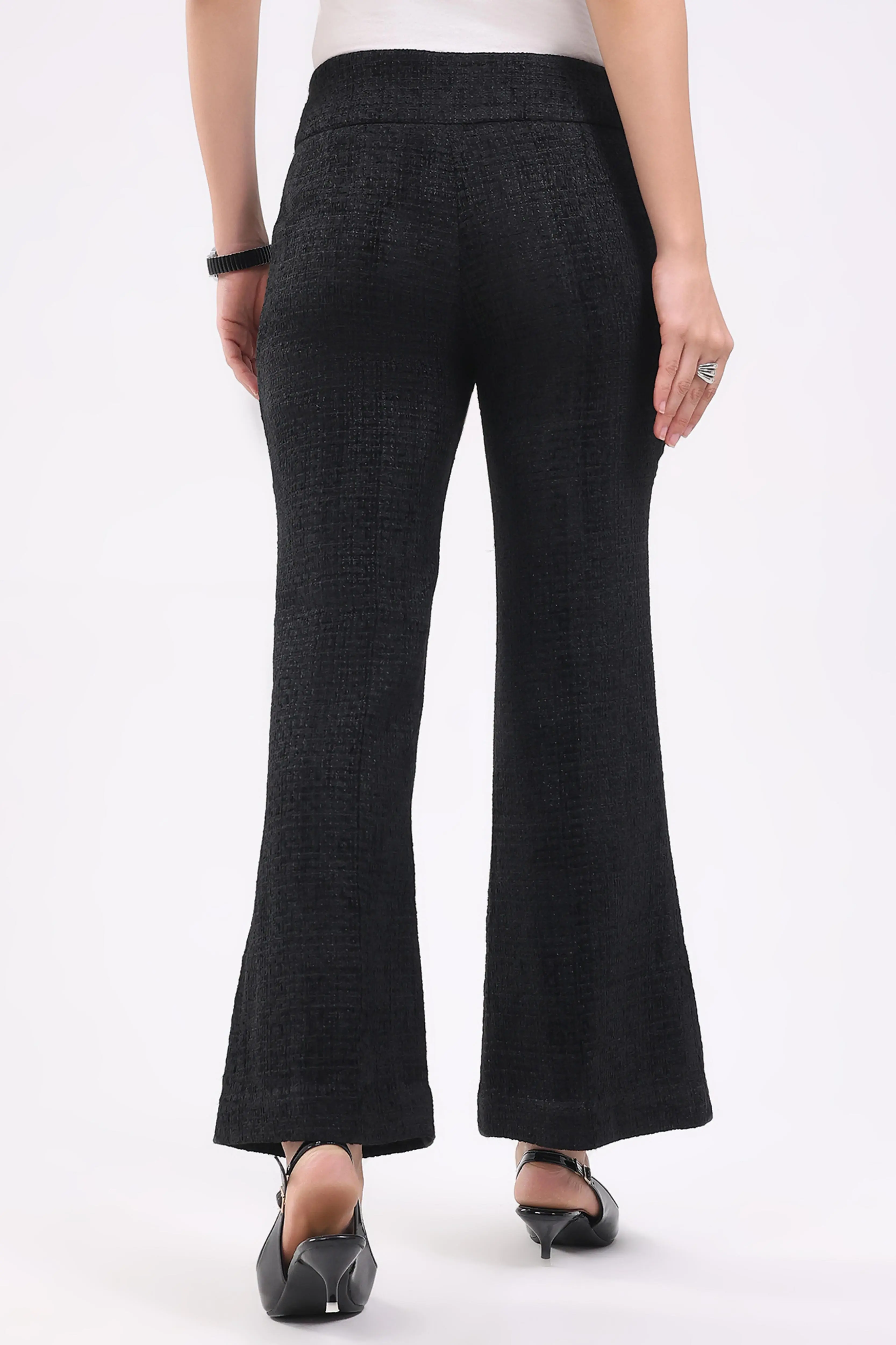 Black Wool Blend Bootcut Trousers - Image 4