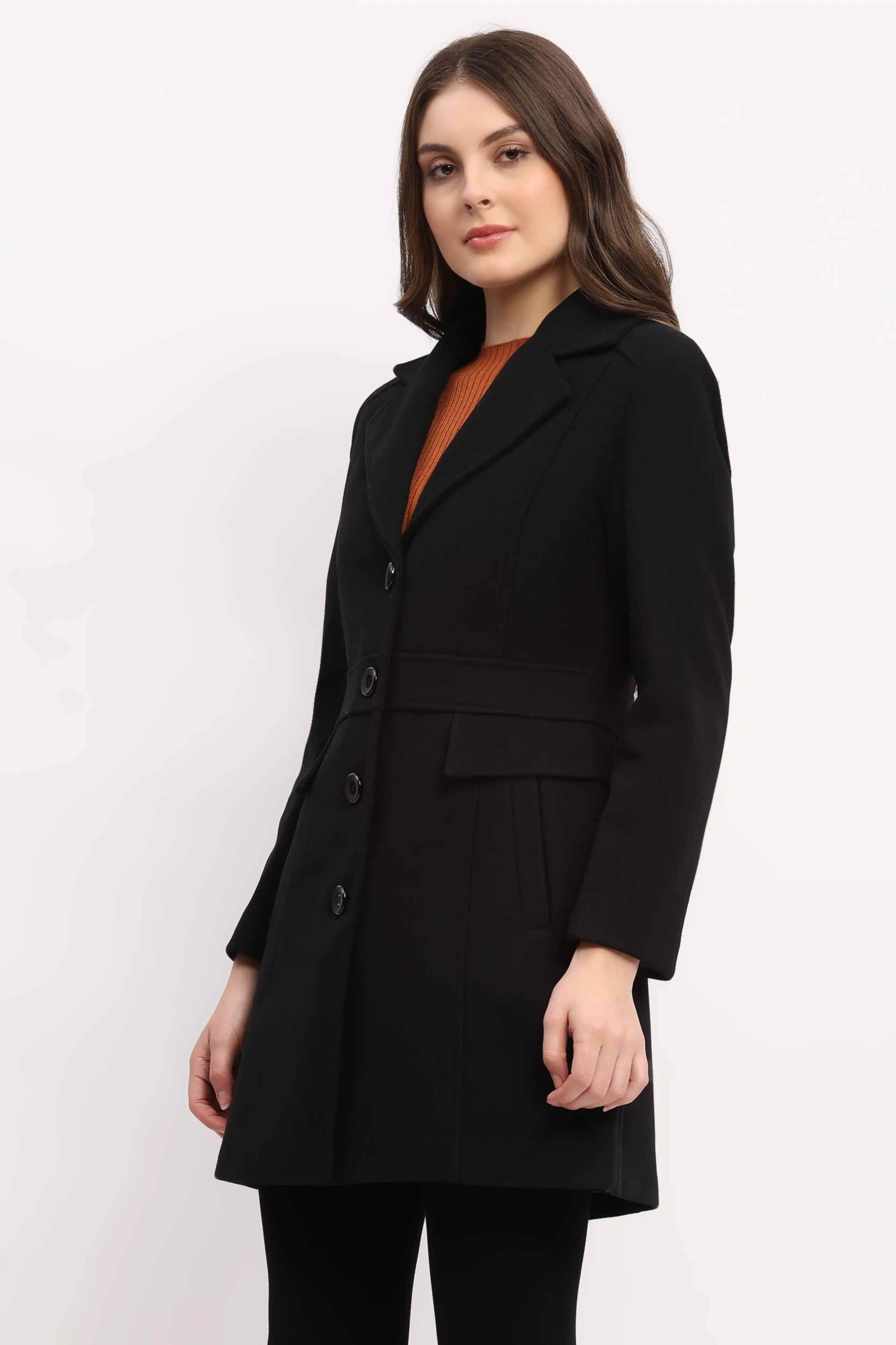 Black Wool-Blend Winter Coat - Image 4