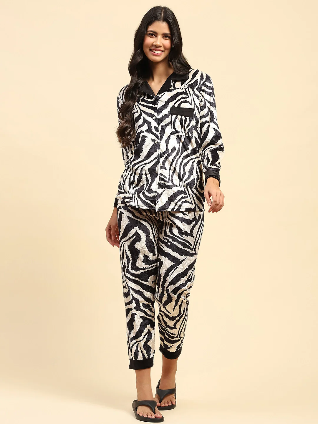 Black Zebra Print Night Suit - Image 2