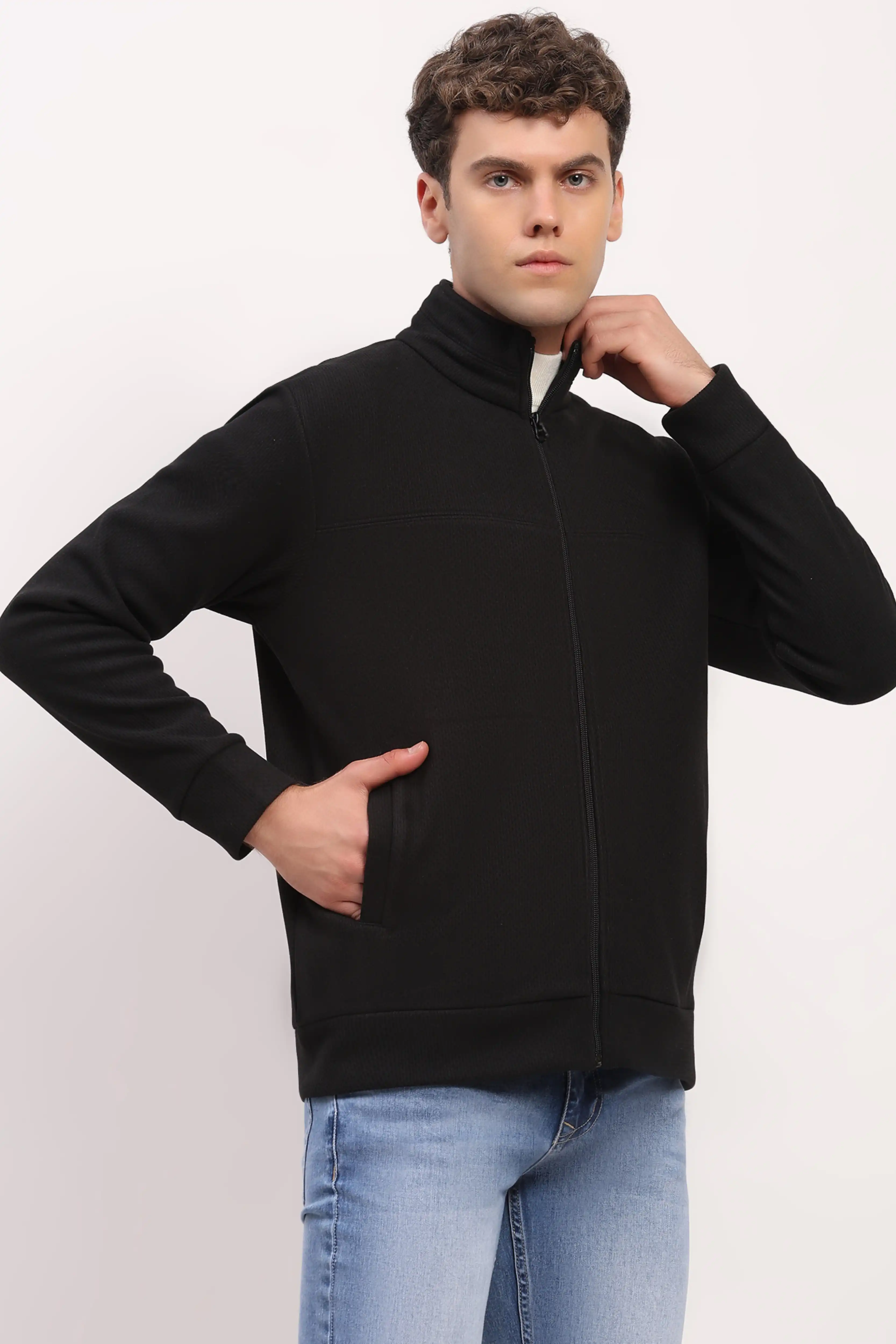 Black Zipper Winter Jacket - Image 3