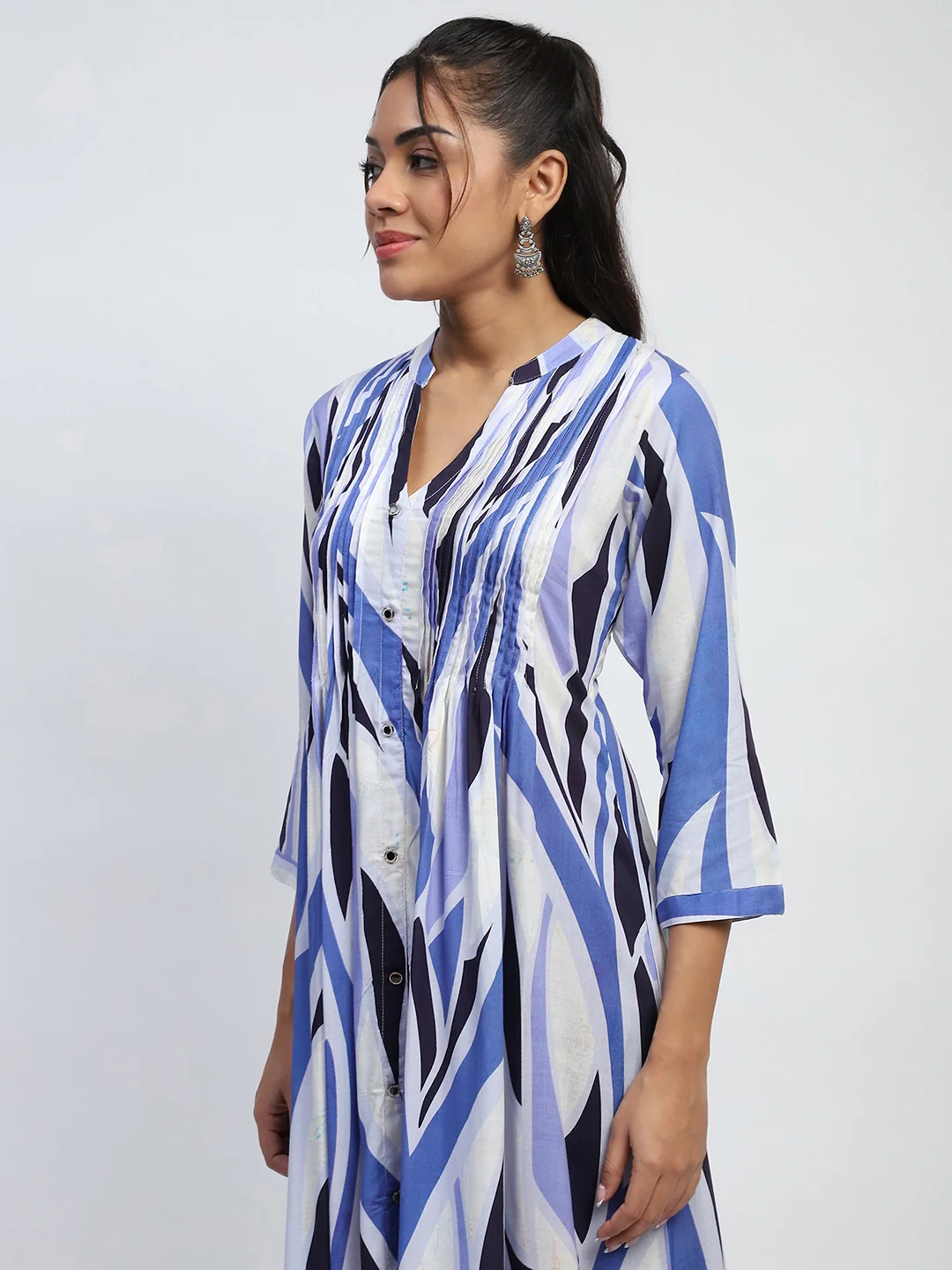 Blue Abstract Cotton Long Kurta/Dress - Image 10