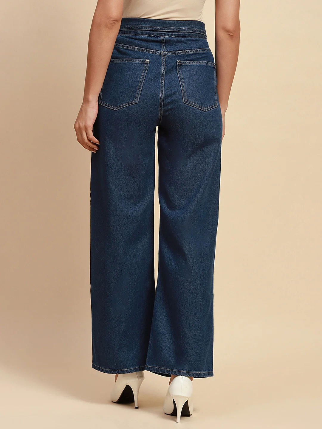 Blue Cotton Blend Loose Fit Jeans - Image 11